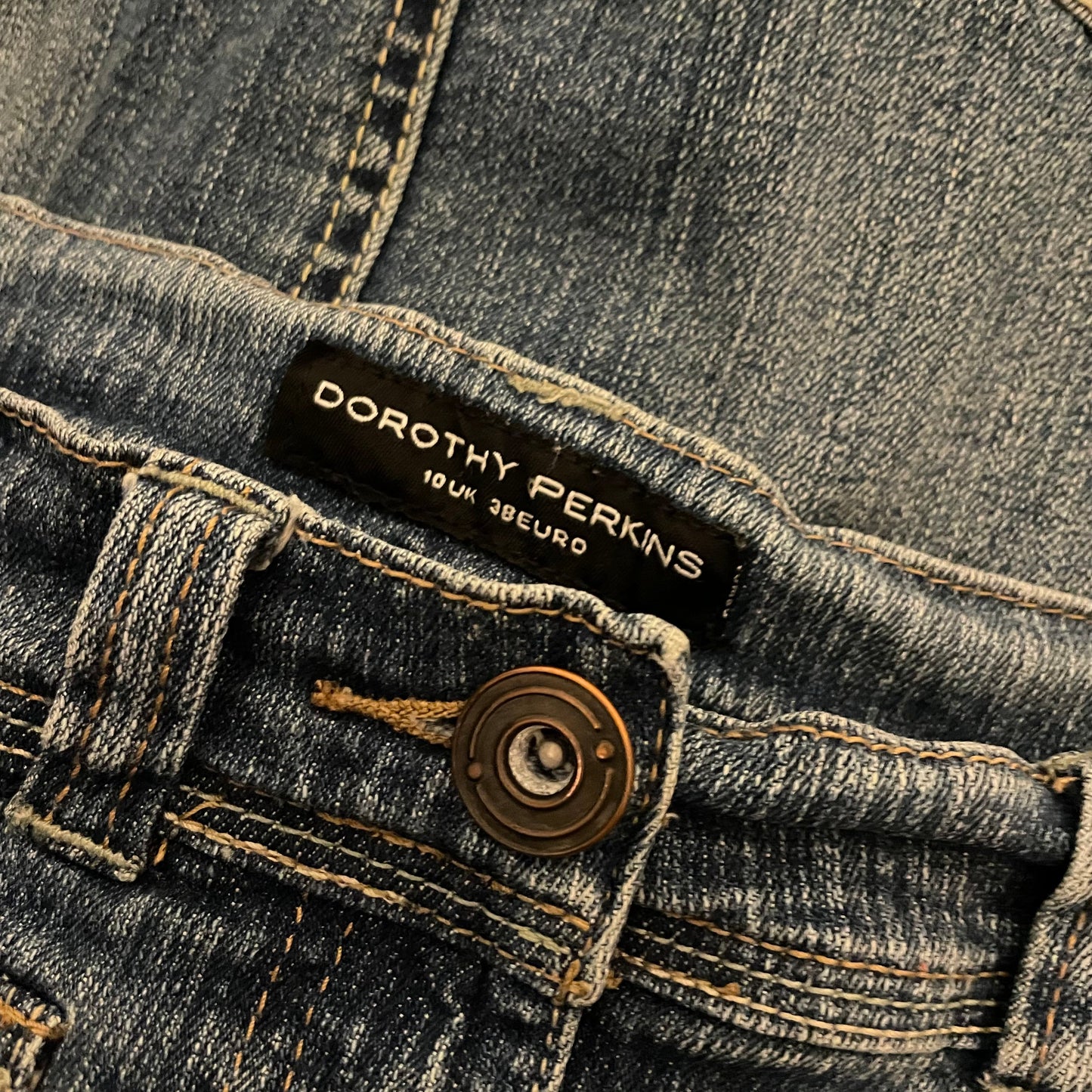 Denim Skirt Mid Length Dorothy Perkins A Line Mid Wash Size 14