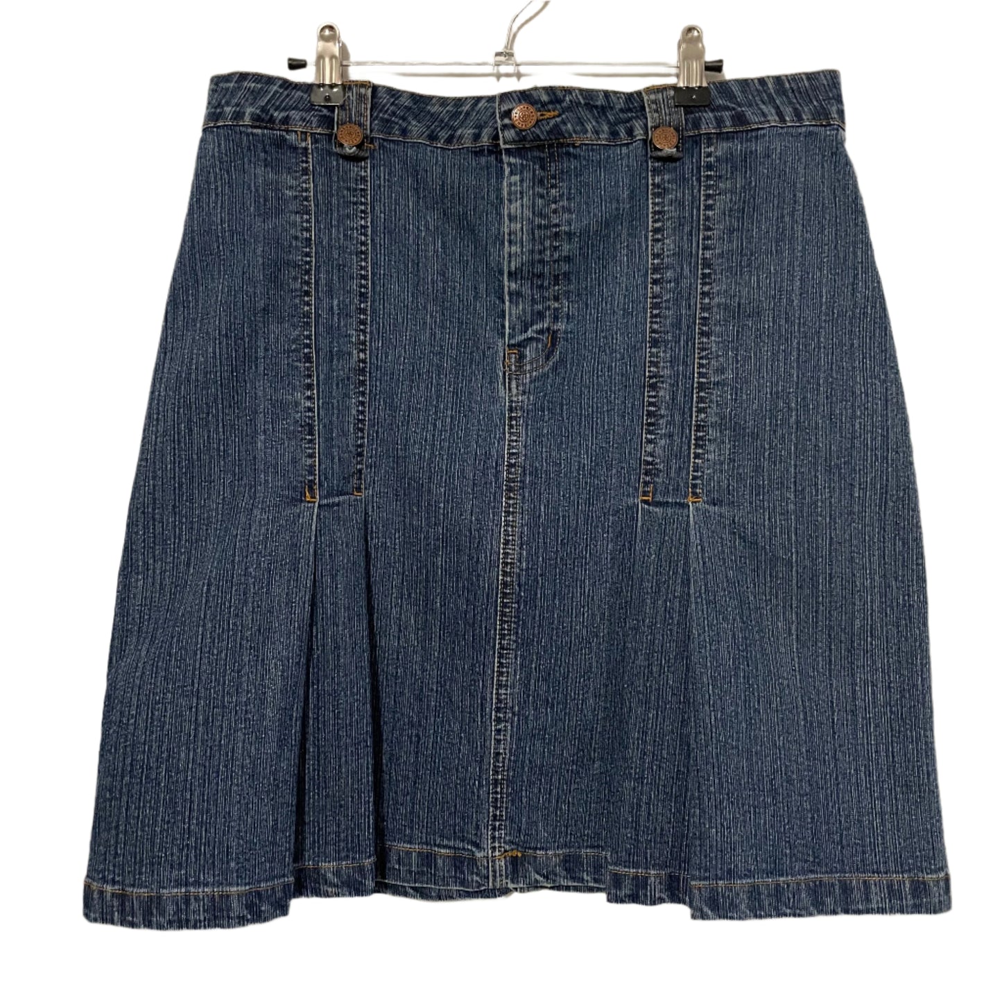 Denim Skirt Mid Length Bill Blass Jeanswear Pleated Blue Size 14