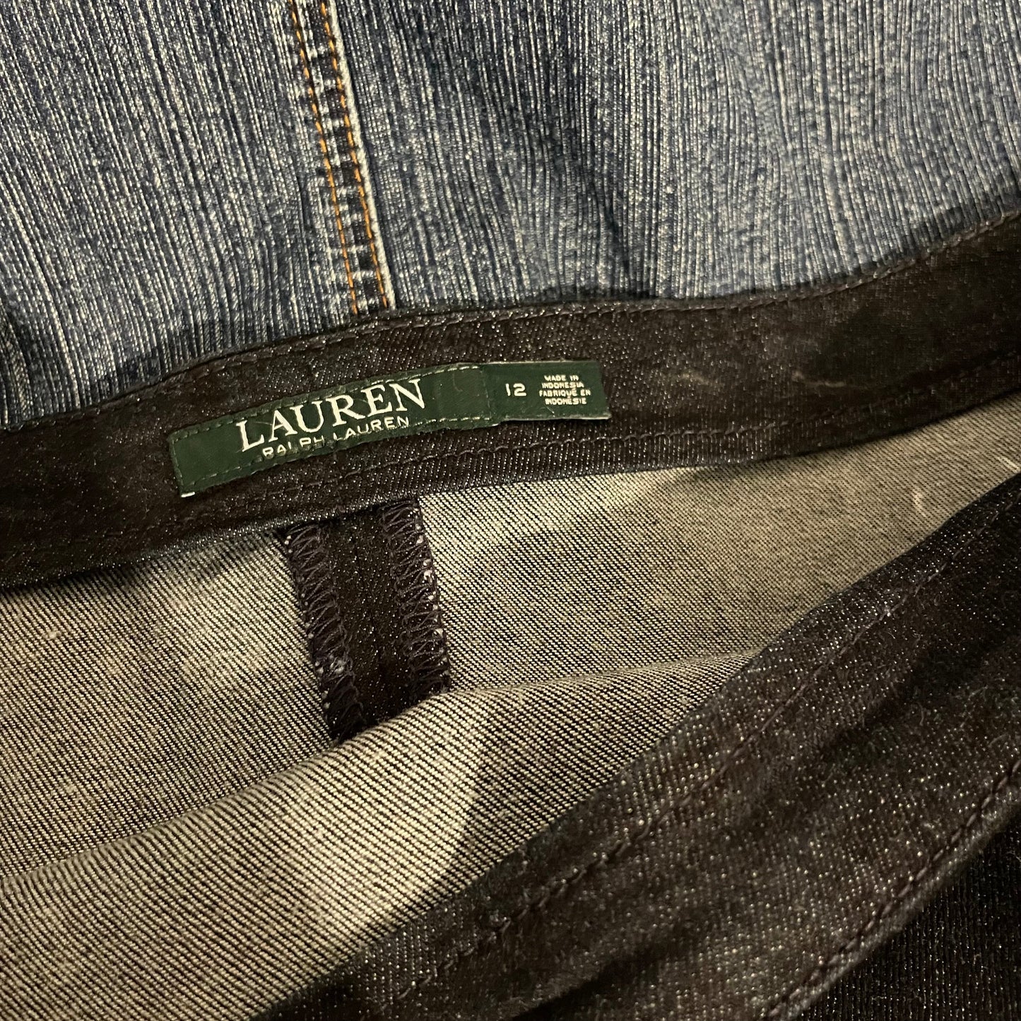 Denim Skirt Mid Length Lace Up Lauren by Ralph Lauren. Size 1416