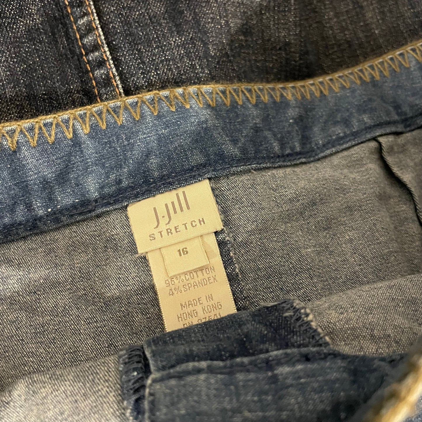 Denim Skirt Mid Length J Jill Blue A Line Lace Detail Size 14