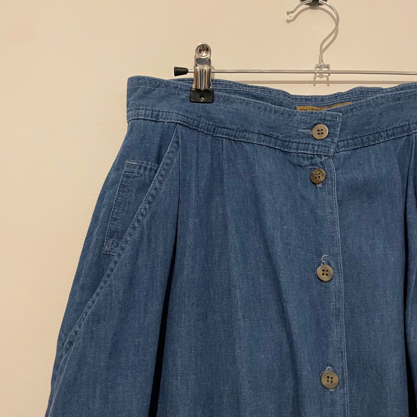 Denim Skirt Maxi Ruff Hewn Blue Button. Size 12