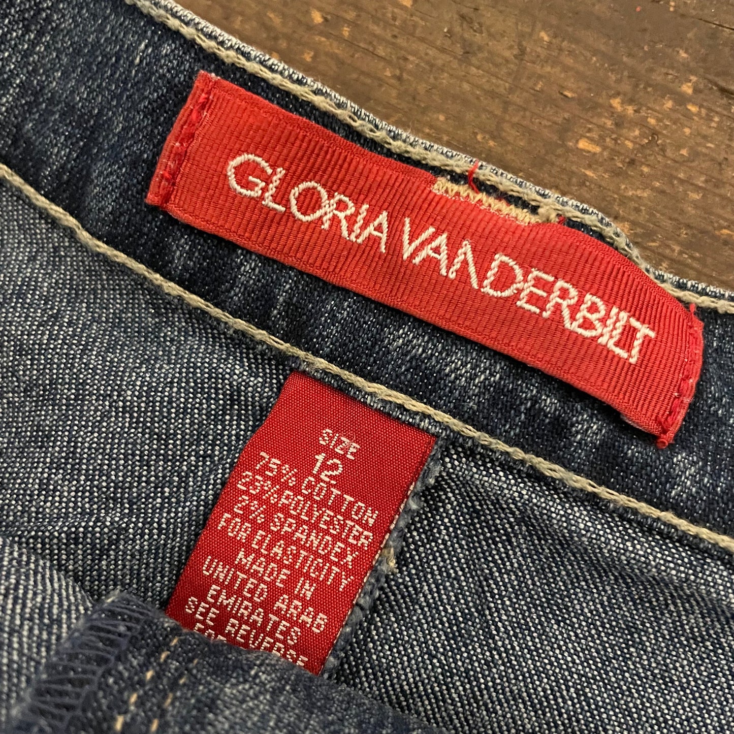 Denim Skirt Mid Length Gloria Vanderbilt Straight Dark Blue Size 12