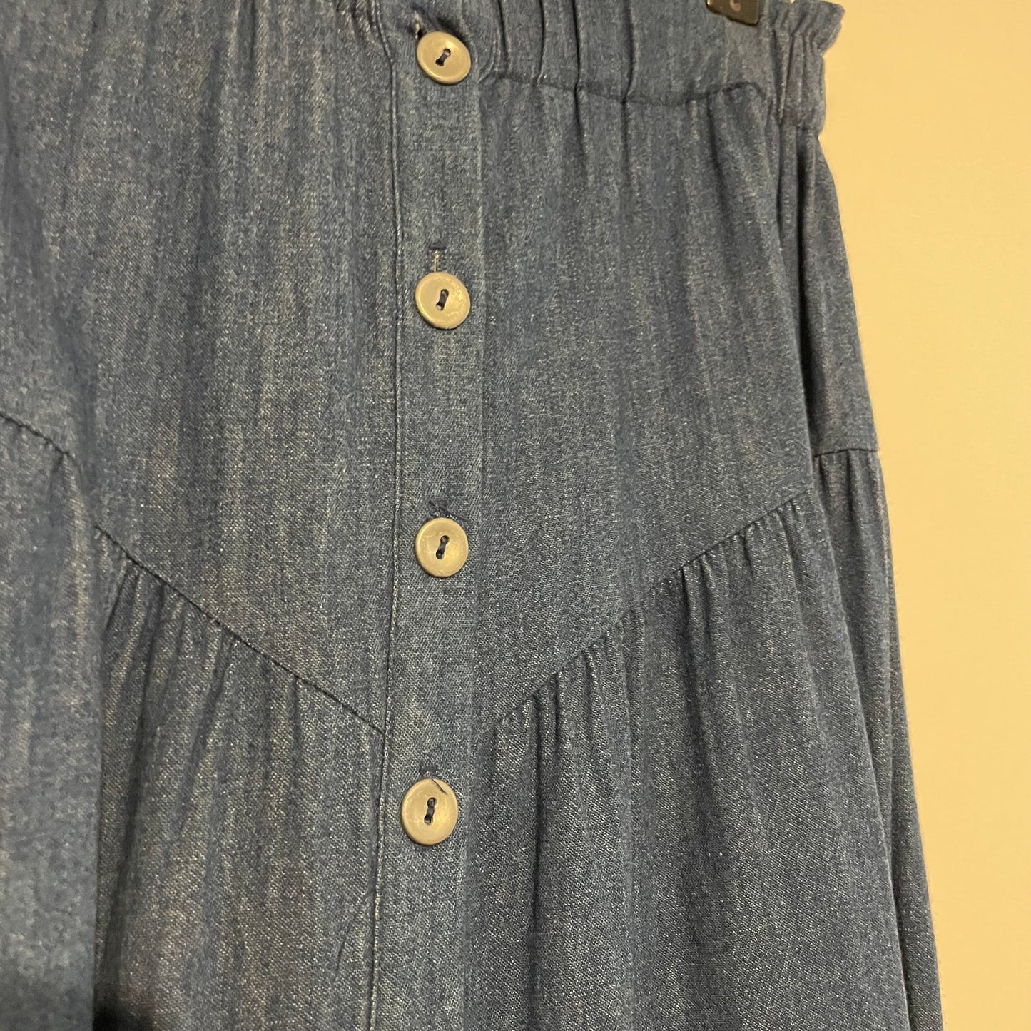 Denim Skirt Maxi Unbranded Tiered Blue. Size 8