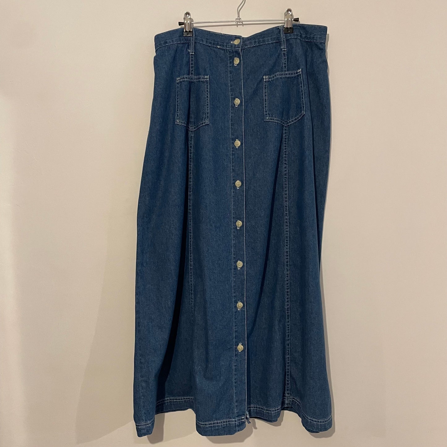Denim Skirt Maxi Rebel Plus Blue Pockets. Size 18