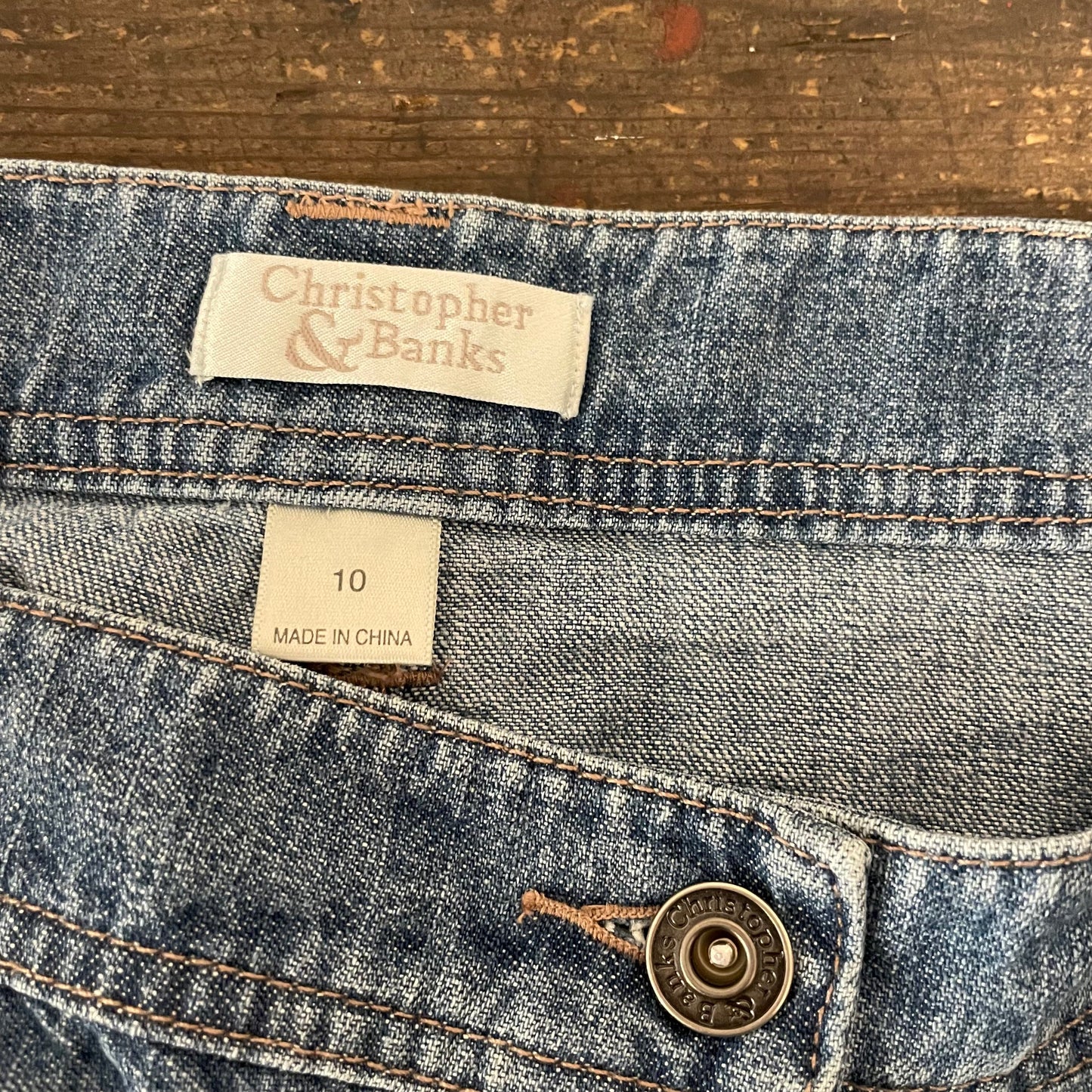 Denim Skirt Mid Length Christopher and Banks Straight Blue Size 12