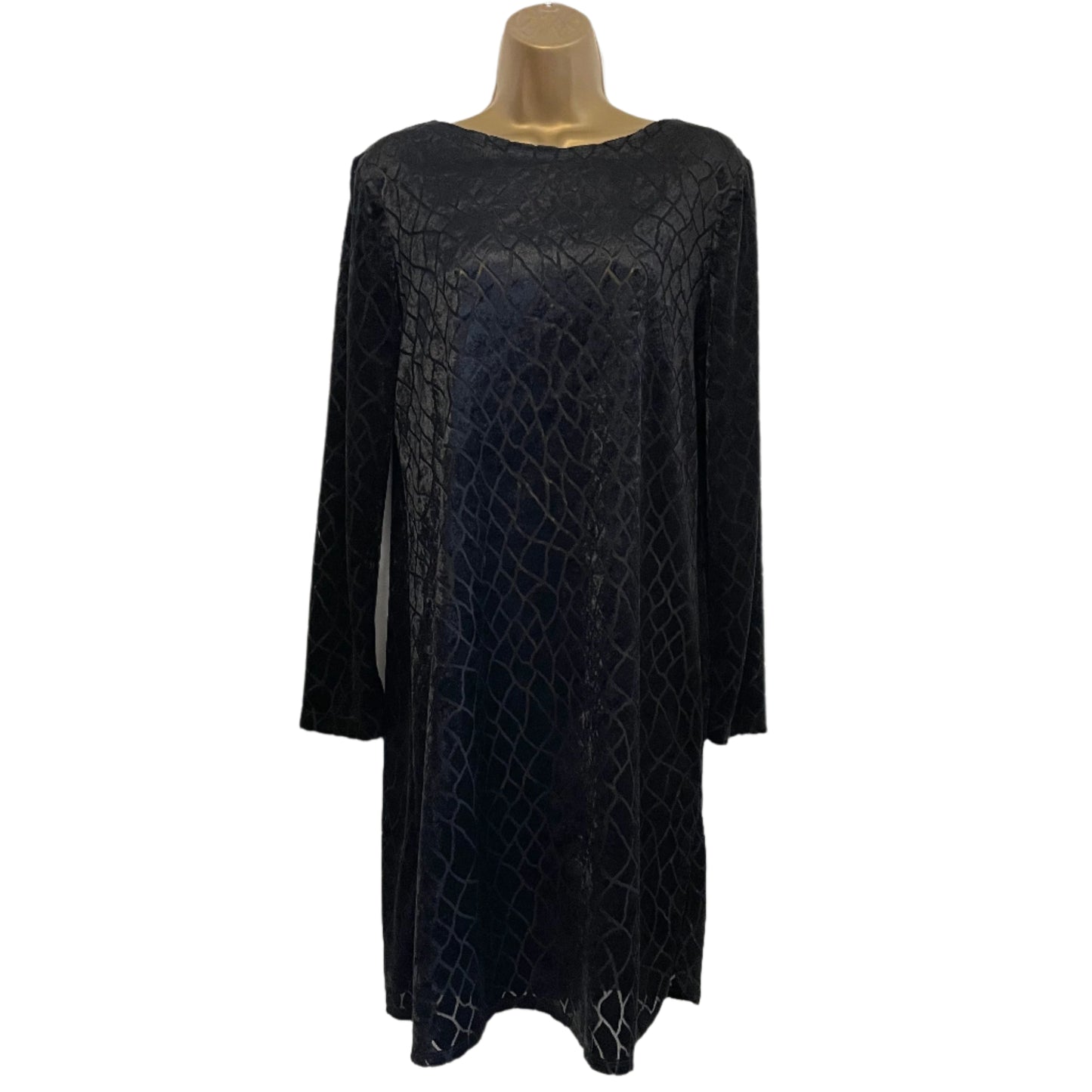 Dress Vintage Black Mini Dress with Sheer Diamond Velvet Pattern