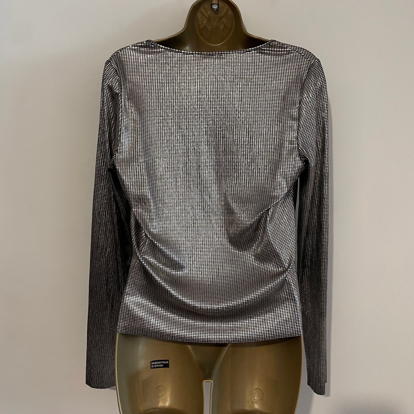 Top Topshop Gold Disco Long Sleeve Patterned Top for Parties