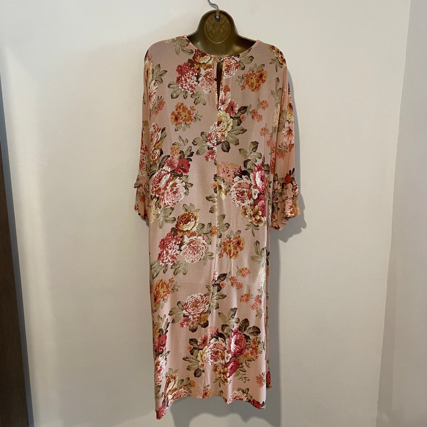 Dress Vintage Queen B Pink Floral Rose Garden Frill Dress