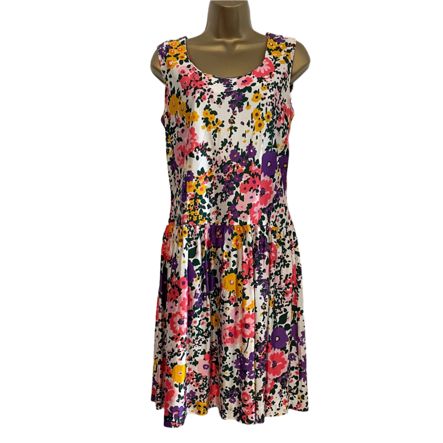 Dress Vintage Dicel White Floral Sleeveless Patterned Dress