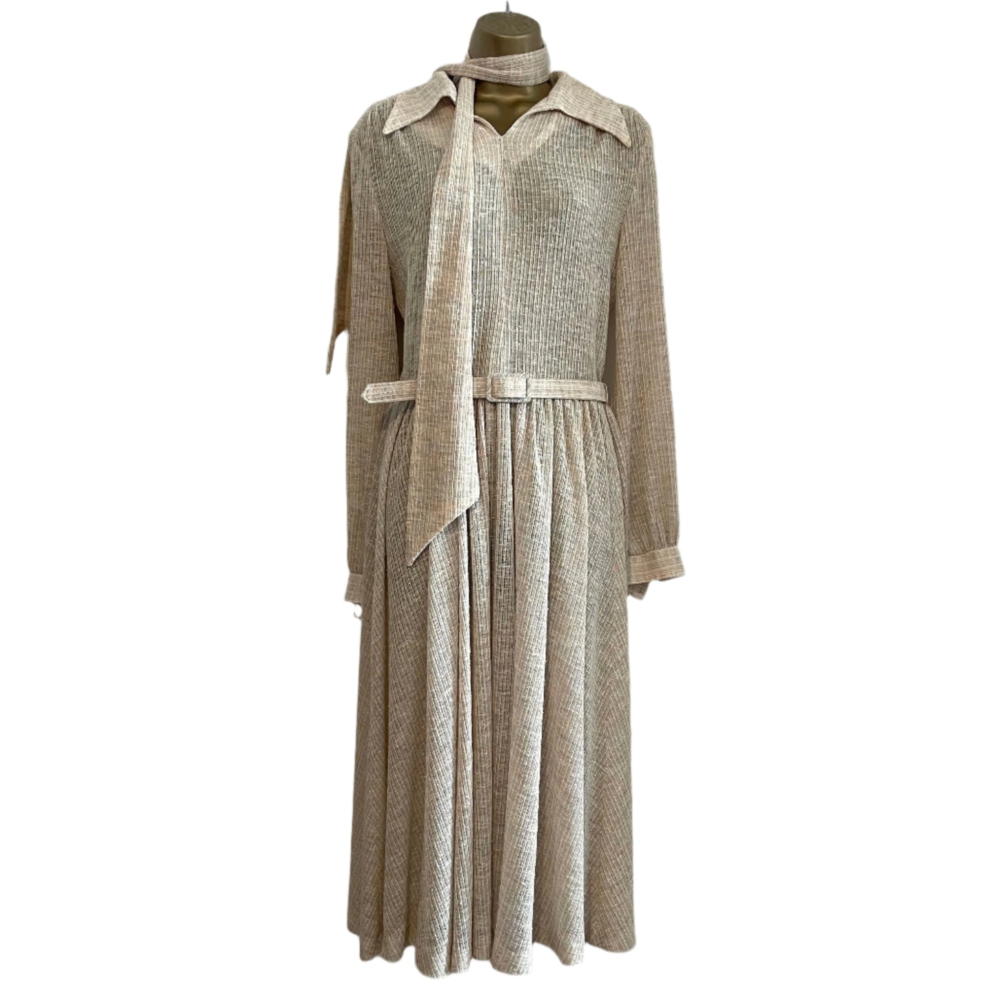 Vintage Beige Knitted Sheer Dress by Nikki Stevens Made in England