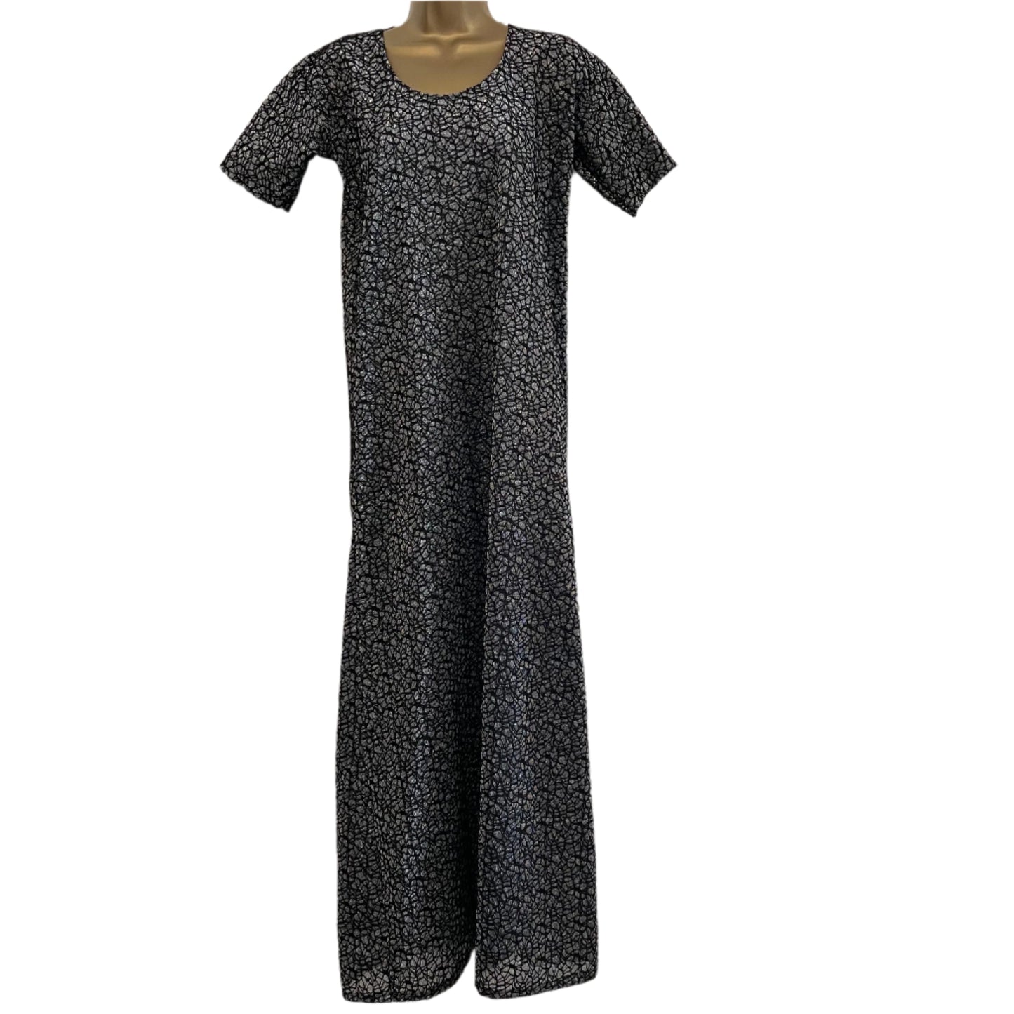 Vintage Black & Silver Sparkle Evening Maxi Dress