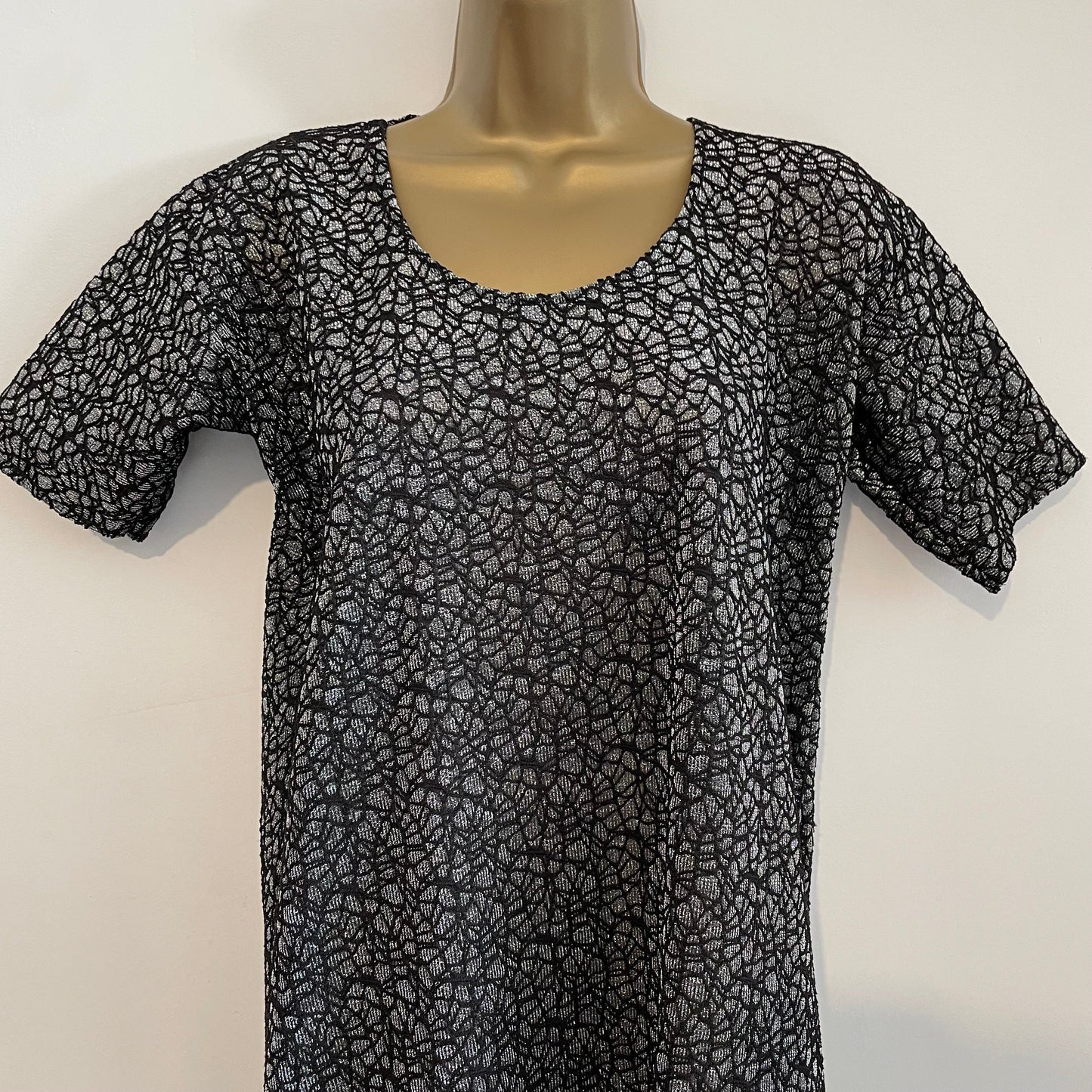 Vintage Black & Silver Sparkle Evening Maxi Dress