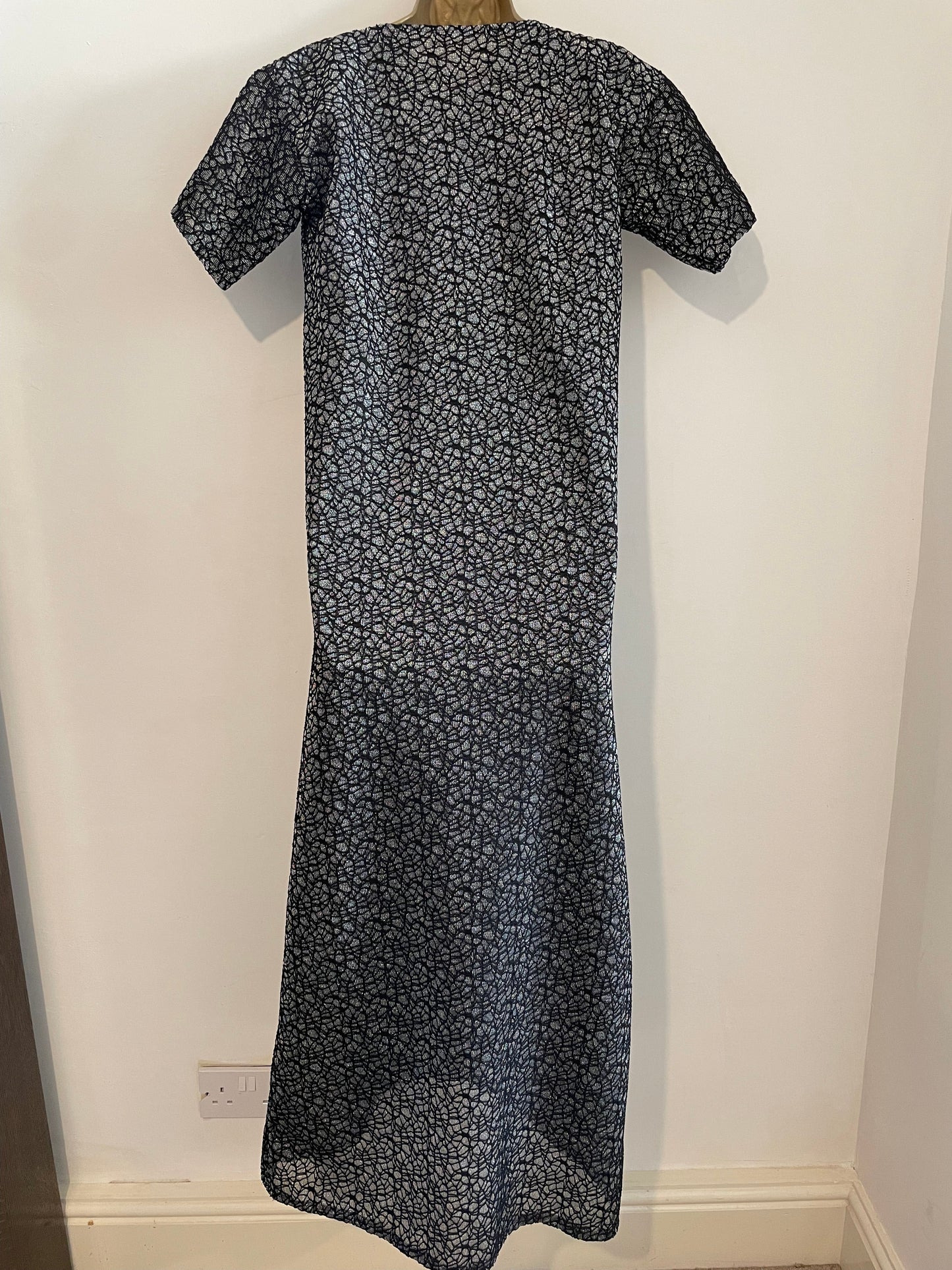Vintage Black & Silver Sparkle Evening Maxi Dress
