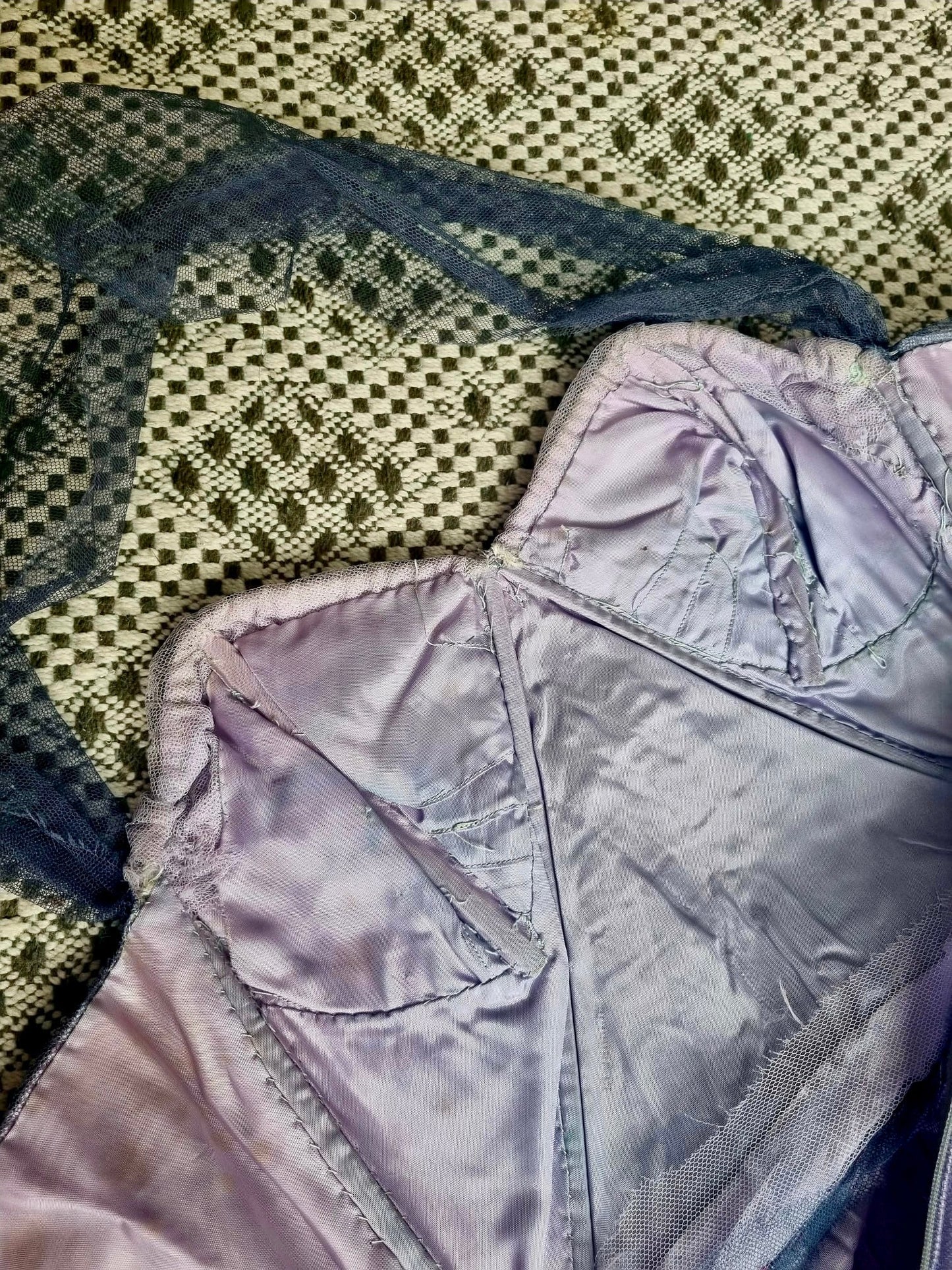 Vintage Handmade 40s Lilac and Blue Tulle Net Halter Neck Dress