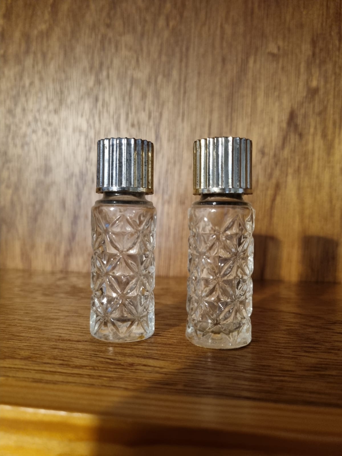 Vintage Antilope Weil Cut Glass Bottle 1940's x2 One Gold, One Silver Collectors Perfume Scent Fragrance