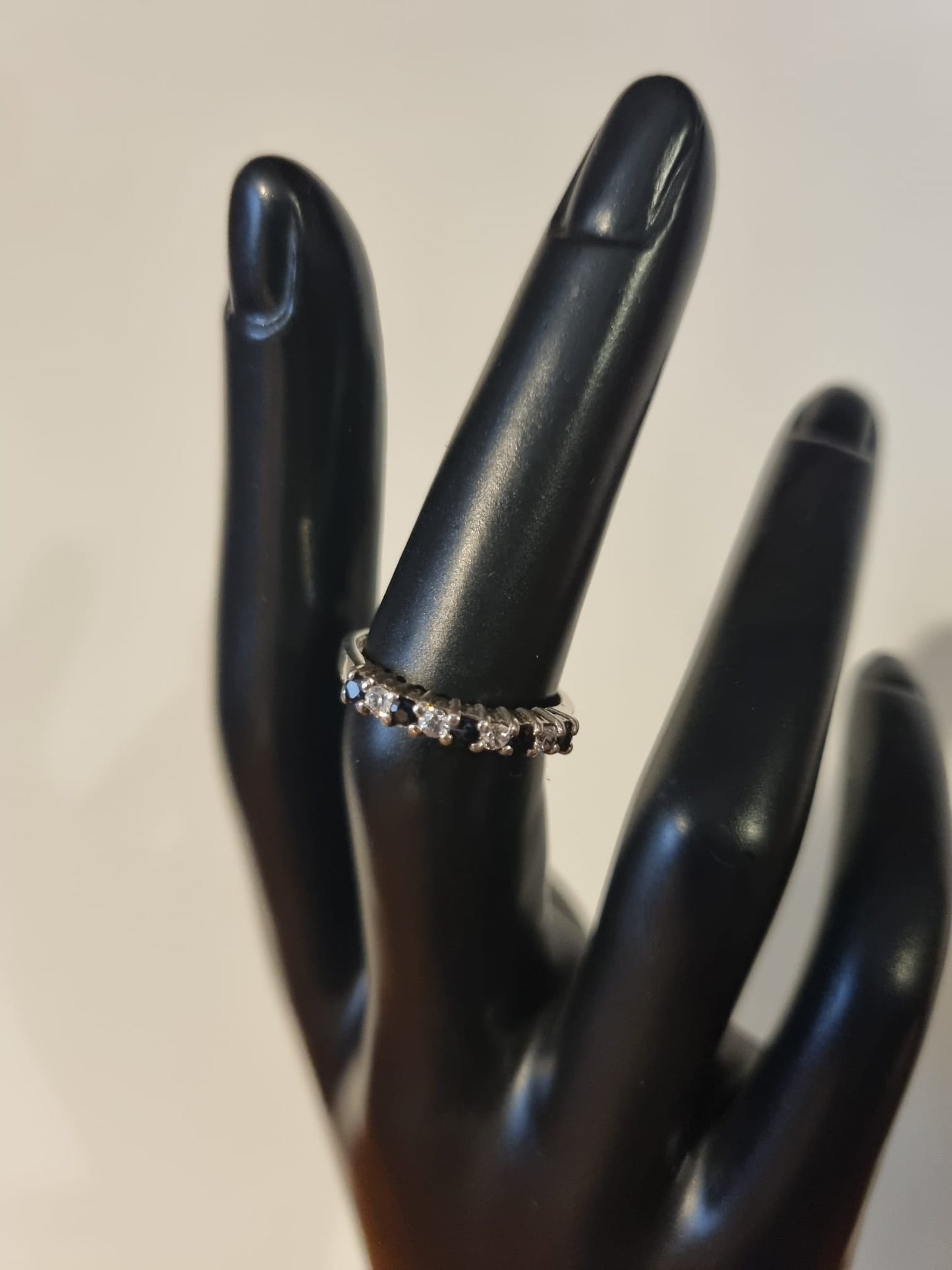 Antique Vintage Sapphire & CZ Spinel Silver Eternity Ring