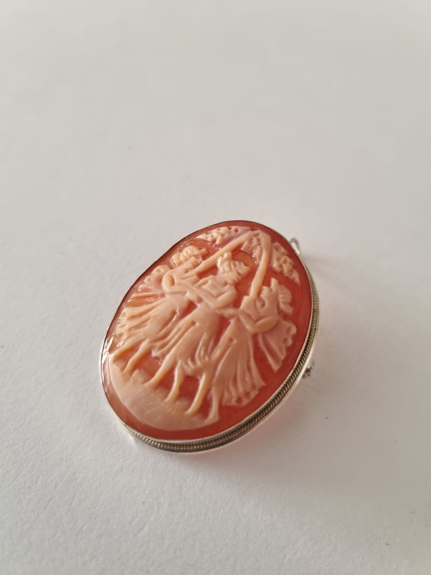 Antique Vintage Three Graces Hand Carved Cameo Pendant Brooch