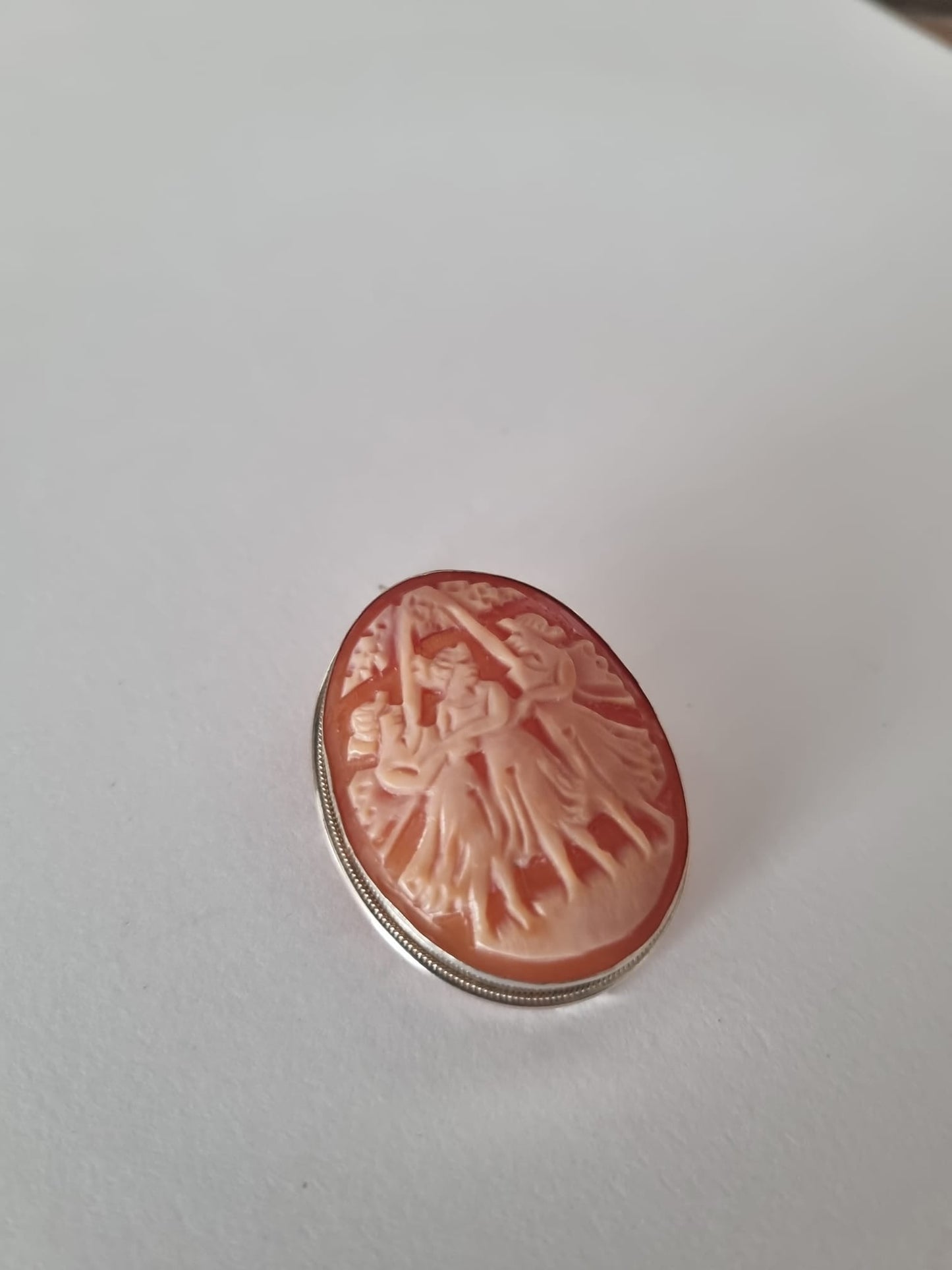 Antique Vintage Three Graces Hand Carved Cameo Pendant Brooch