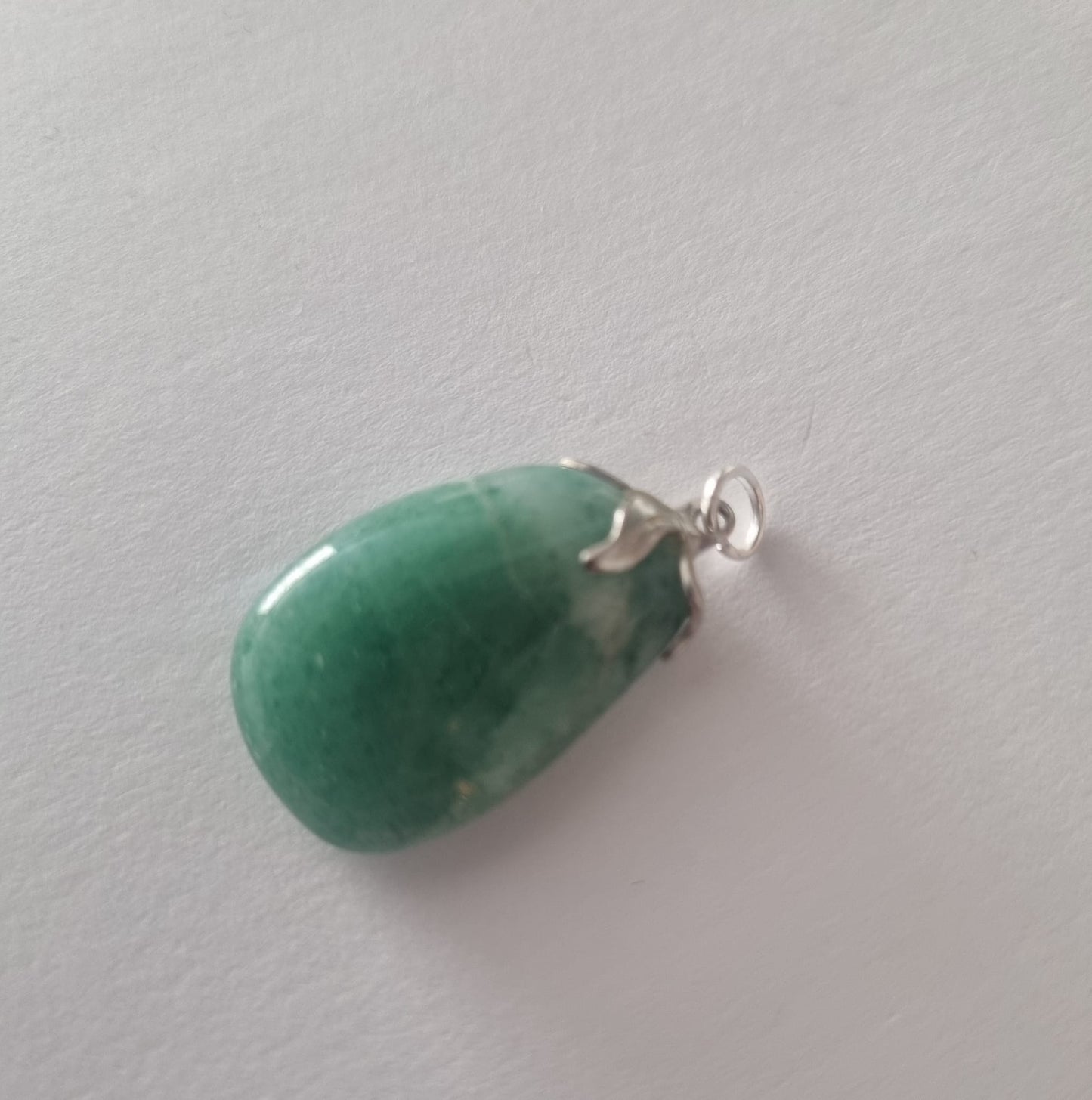 Antique Vintage Green Jade Pendant with Sparkly Silver 925 Top