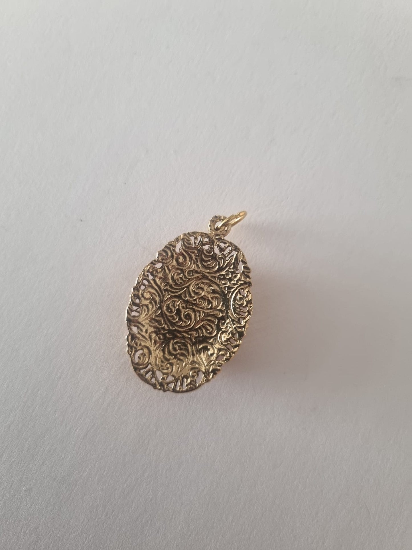 Vintage Pink Lady Silhouette Cameo Gold Tone Pendant with Back Detail