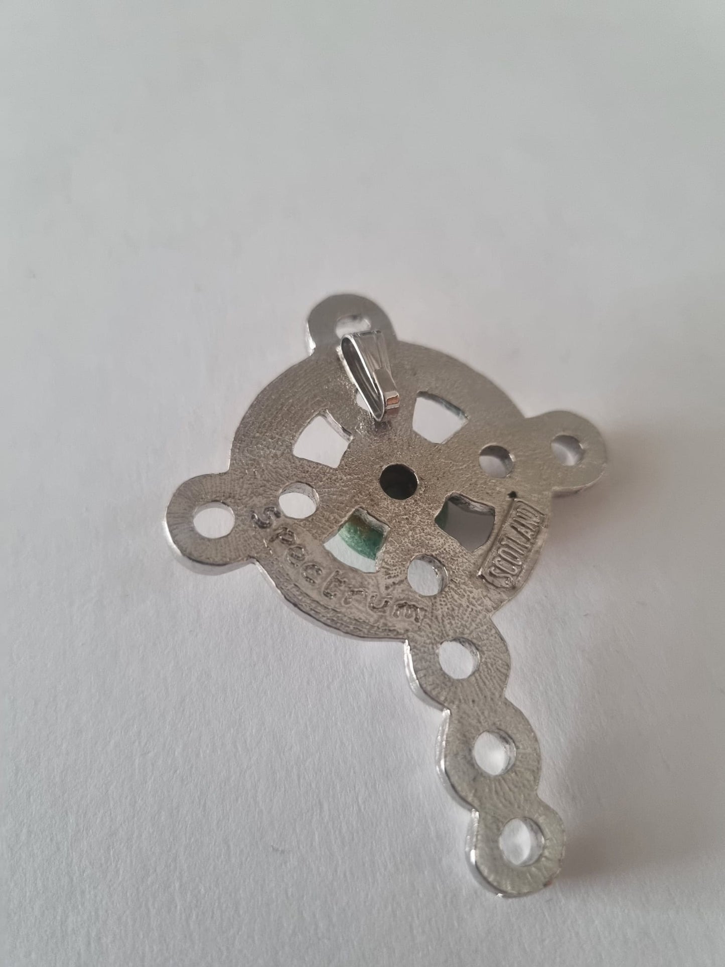 Vintage Signed Spectrum Scotland Green Stone Celtic Cross.
