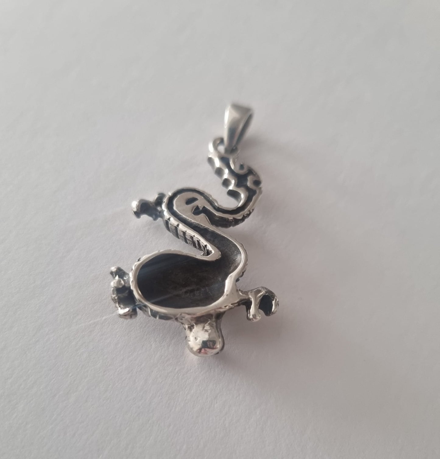Antique Vintage Sterling Silver Dragon Pendant for Unique Styling