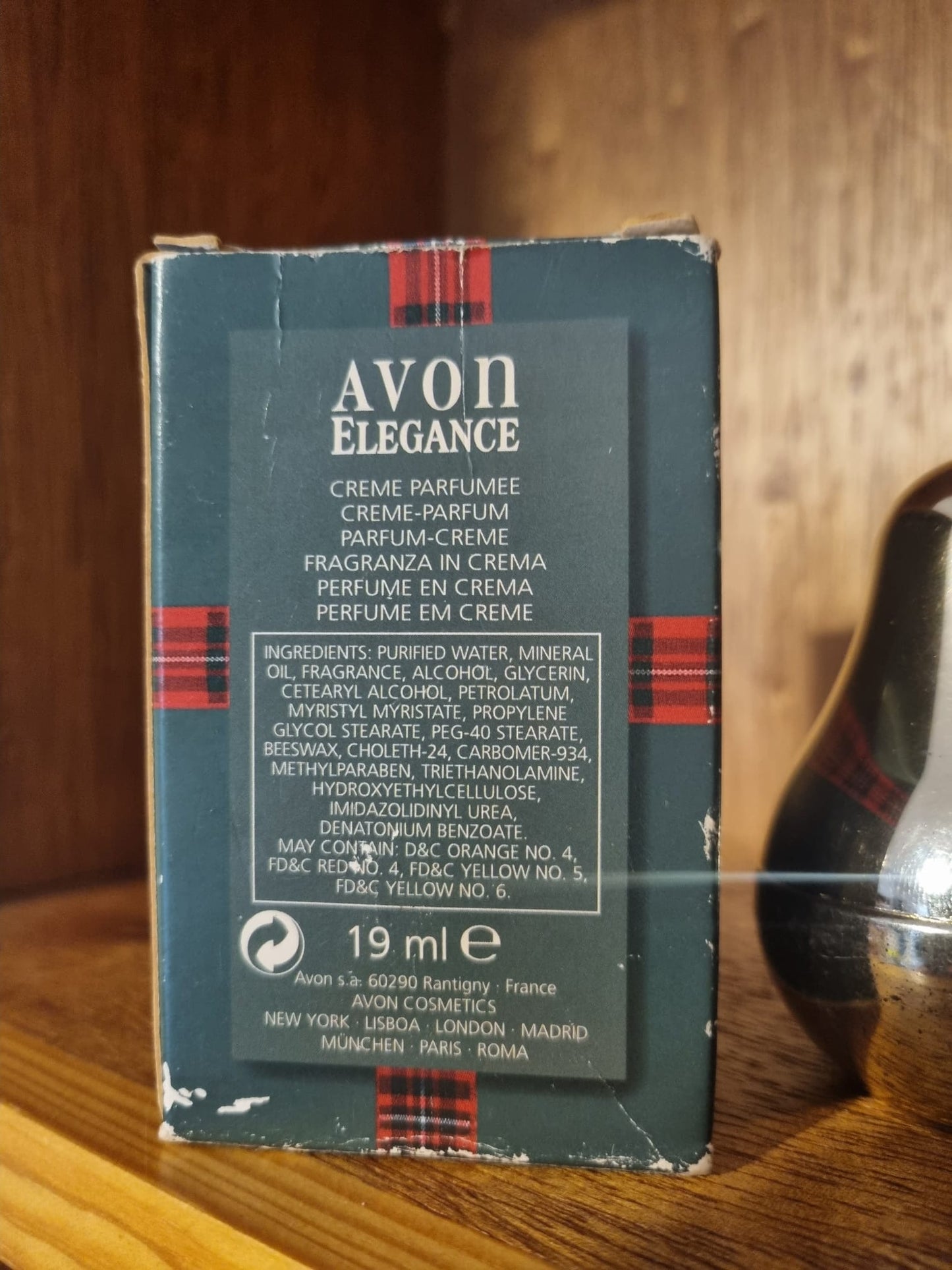 Vintage Avon Elegance Silver Pear Crème Parfum 19ml Empty Bottle
