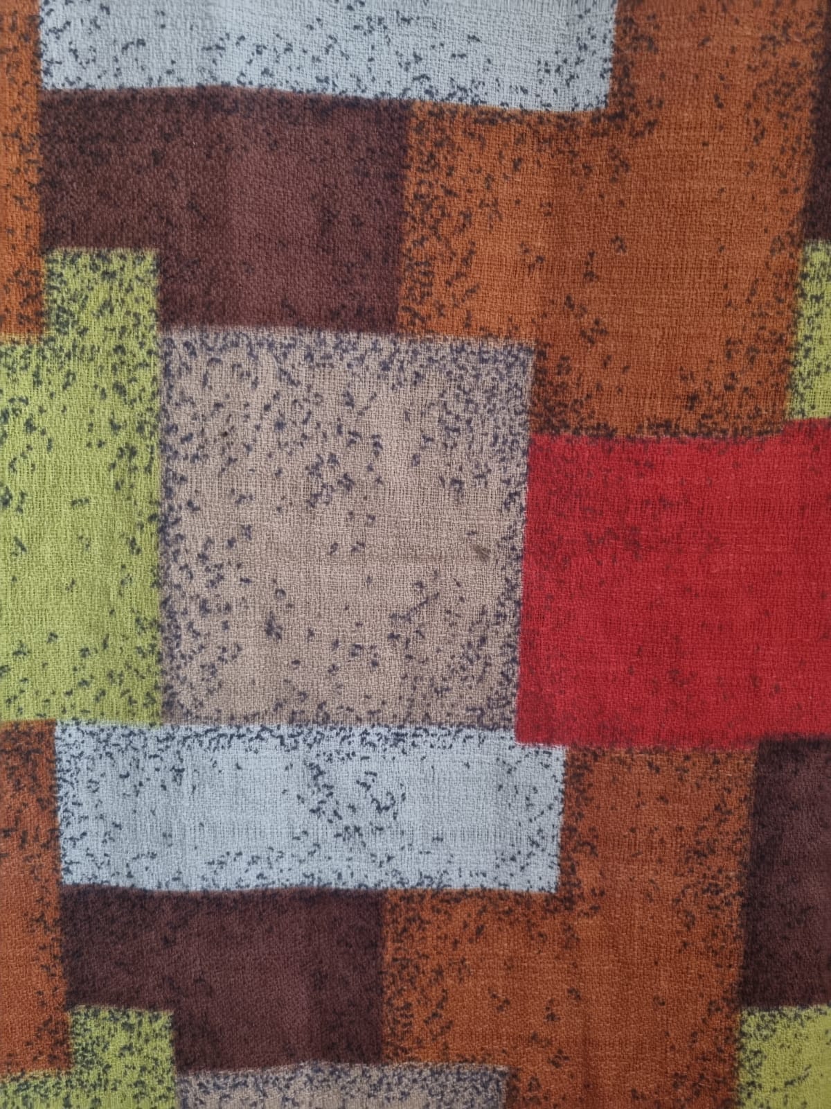 Curtain Retro Vintage Small Handmade Geometric in Orange and Brown