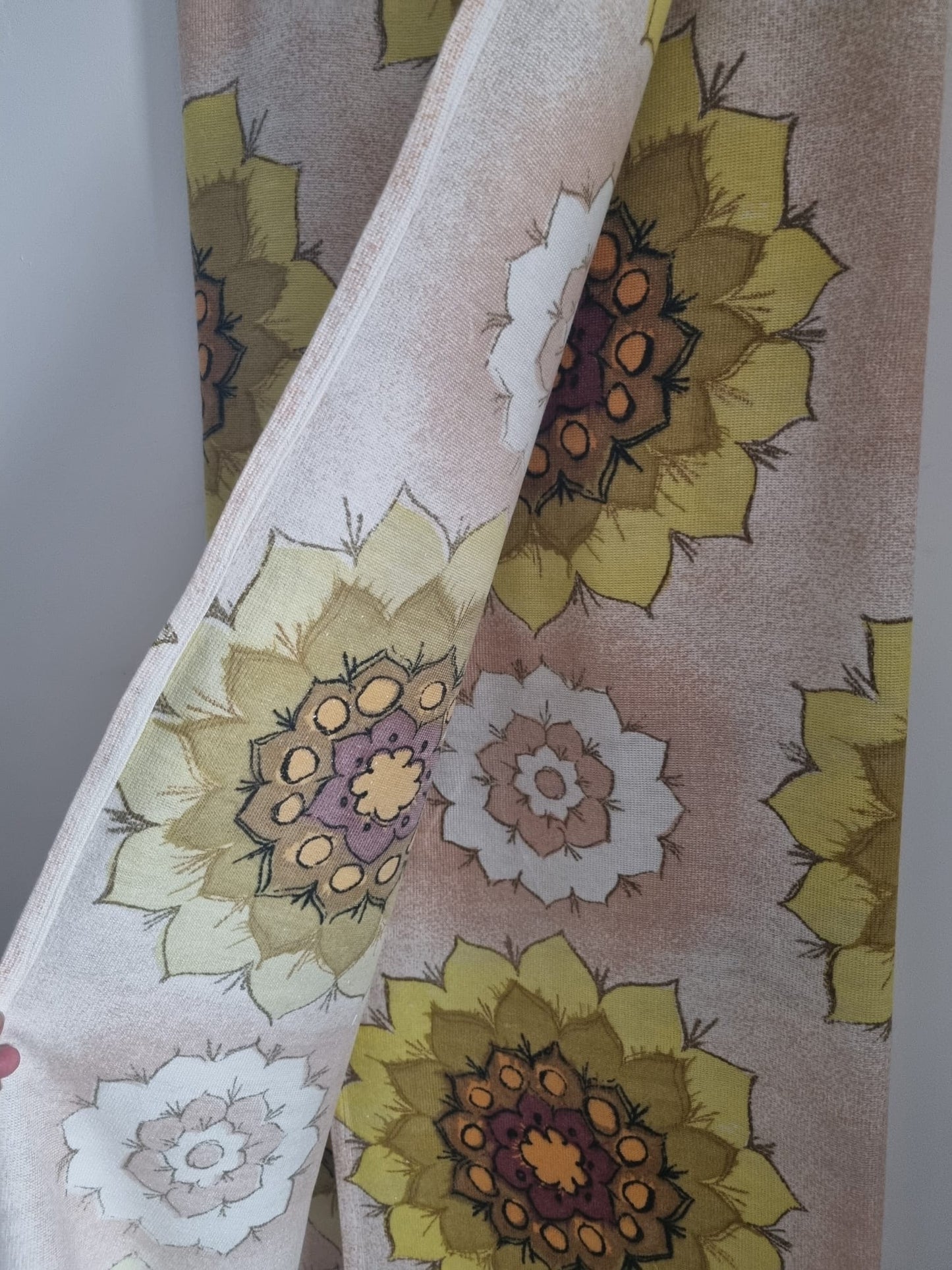 Floral Curtain Vintage Handmade Lime Green Petal Single Curtain