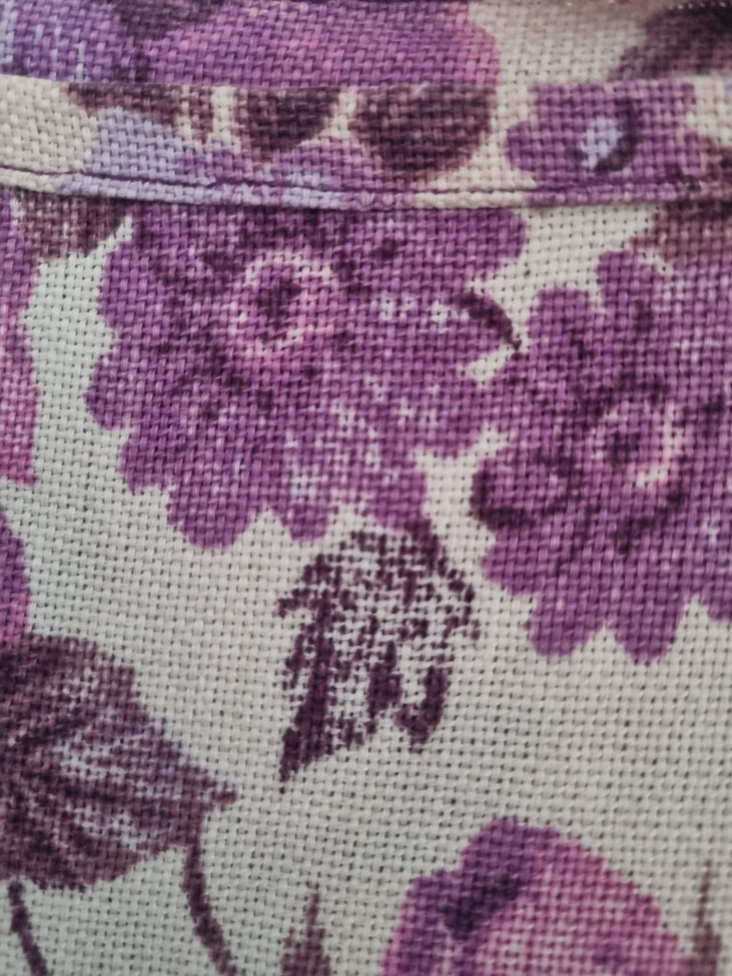 Vintage St Michael Purple and White Bed Cover Fabric Remnant