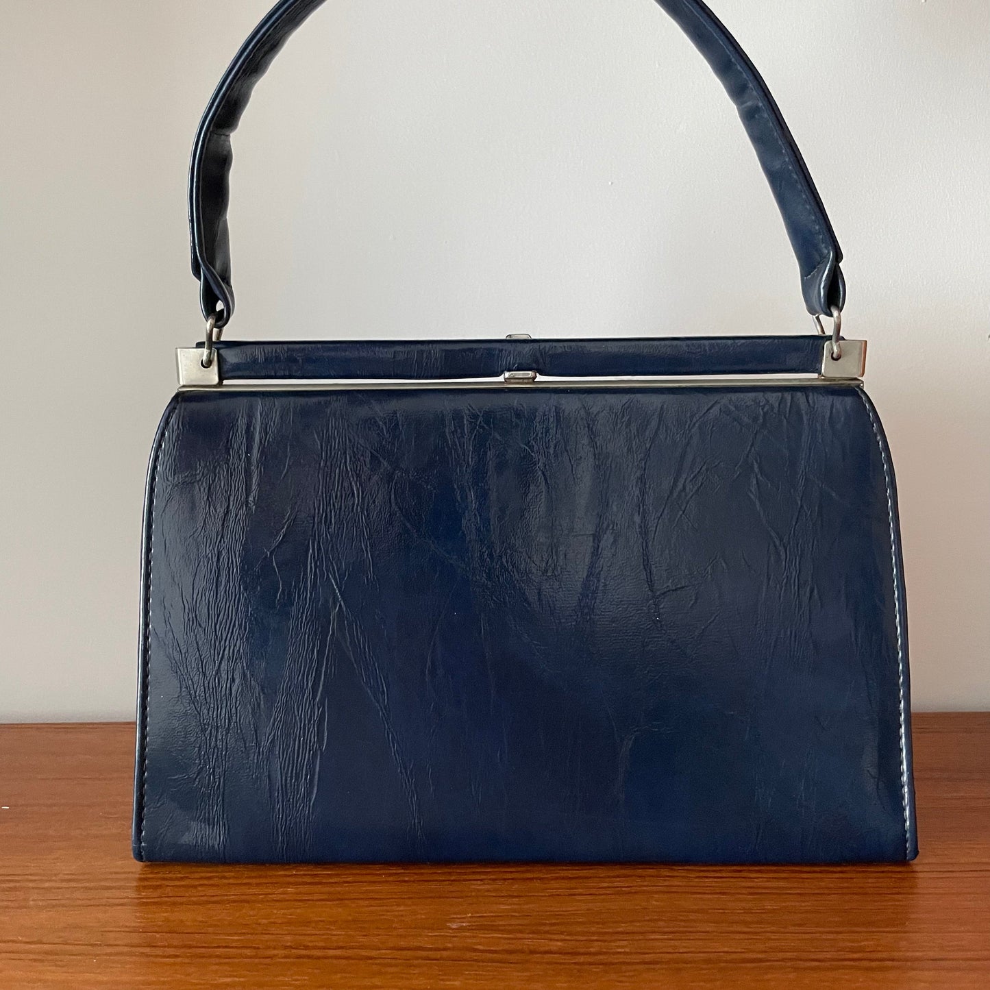 Vintage Blue APD A Dittner Leather Top Handle Handbag