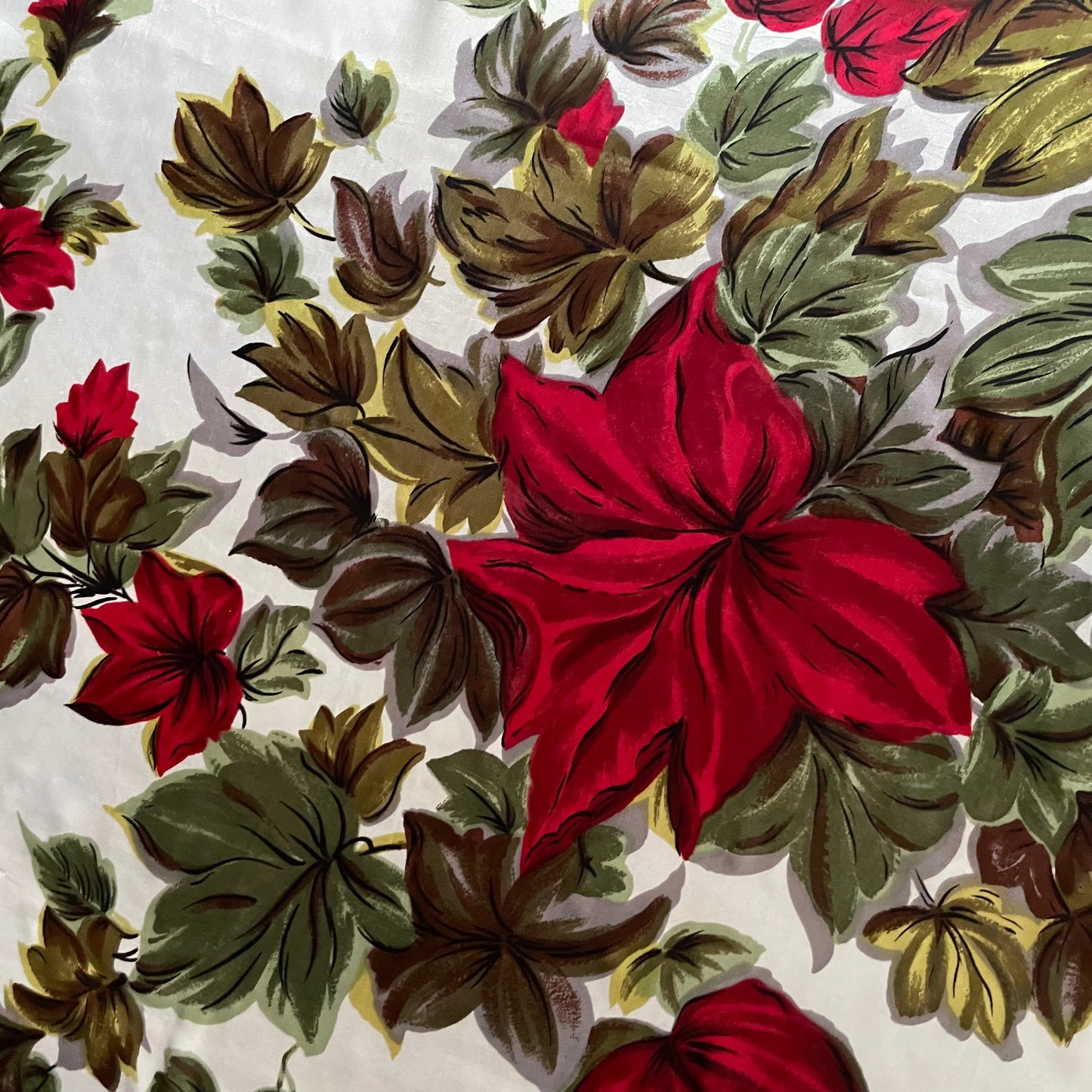 The Red Floral Silk One Vintage Scarf Handmade Unique Design