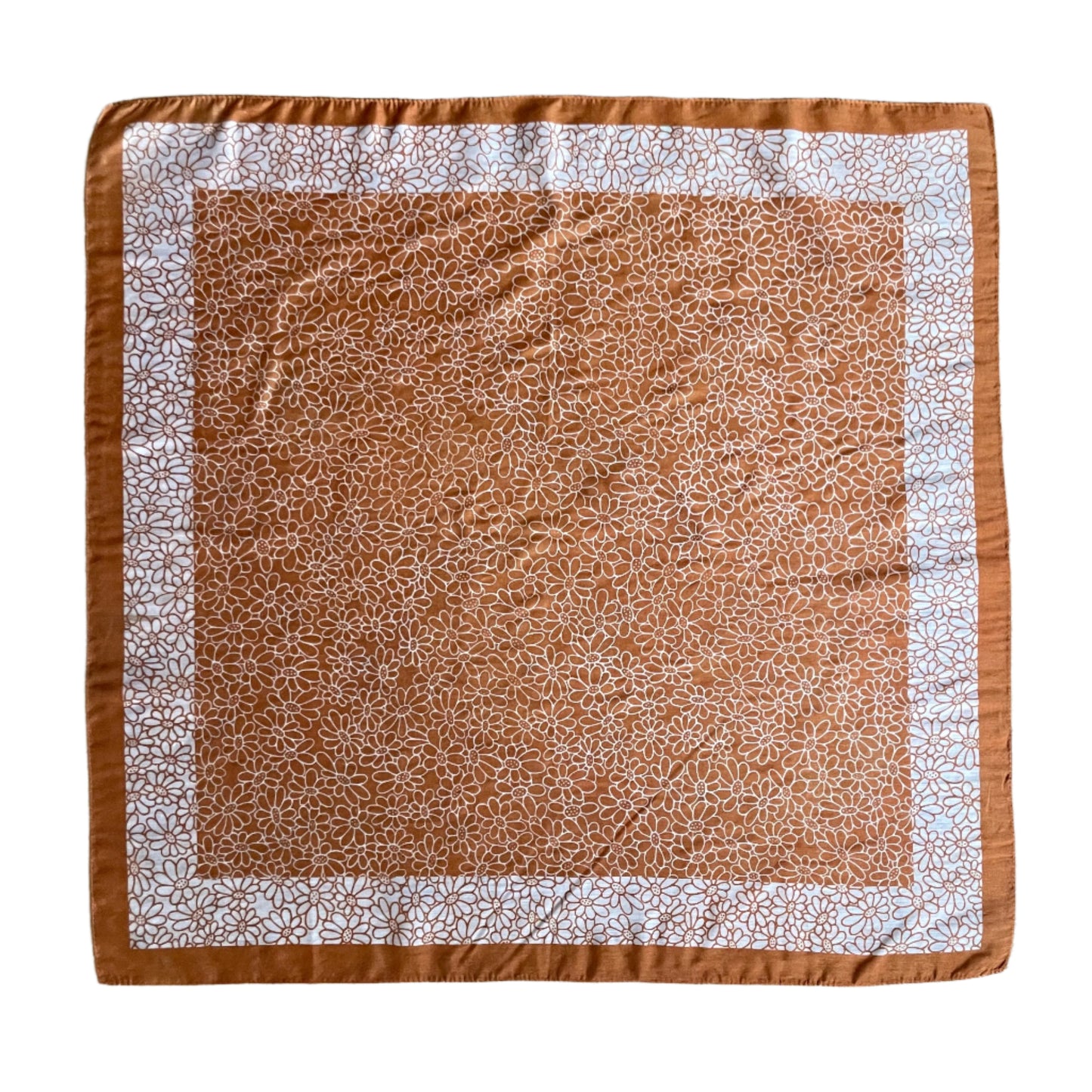 The Rust Brown Floral One Vintage Scarf Handmade Unique Design