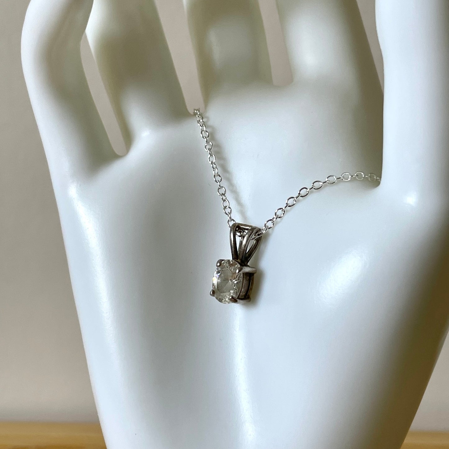 Necklace Sterling Silver 925 Oval Cubic Zirconia Drop Pendant