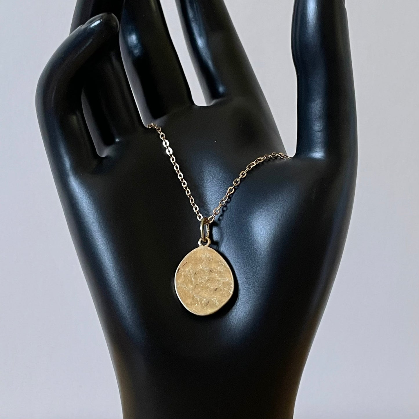 Necklace Vintage Hammered Statement Gold Tone Pendant Piece