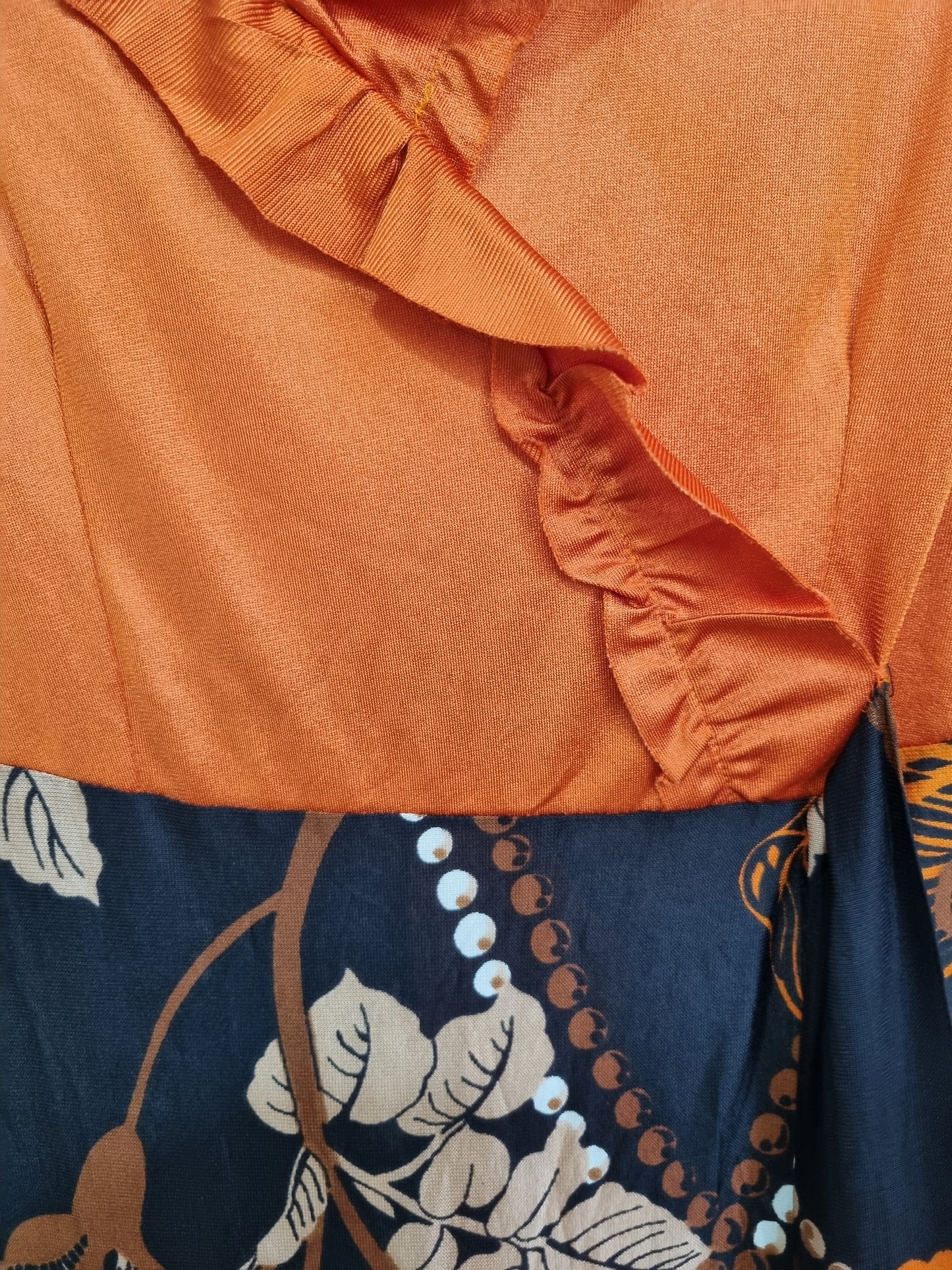 Orange Sleeveless Dress Handmade Vintage Midsize Dress UK 14