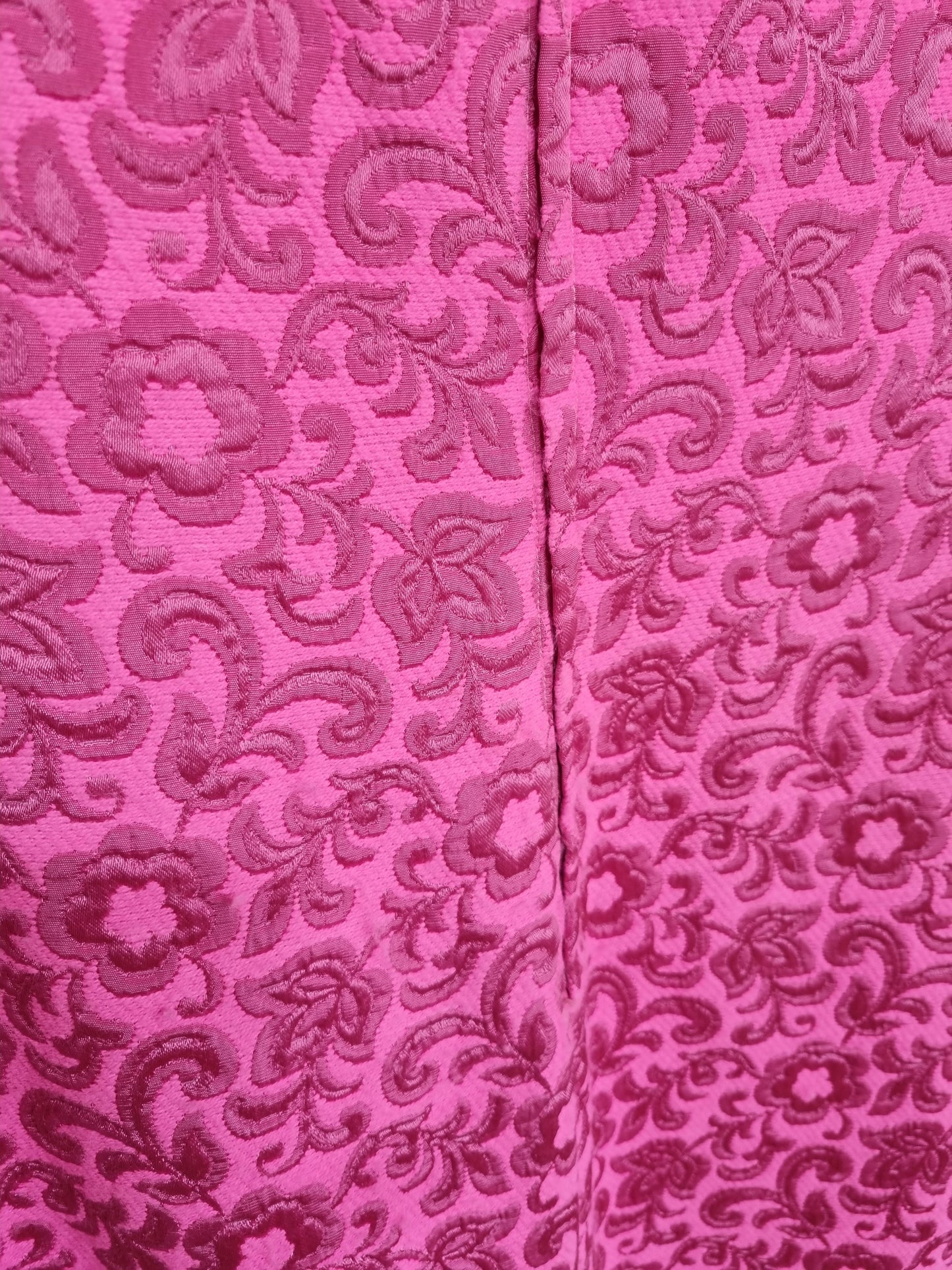 Handmade Vintage Hot Pink Brocade Pattern Shift Dress UK 16