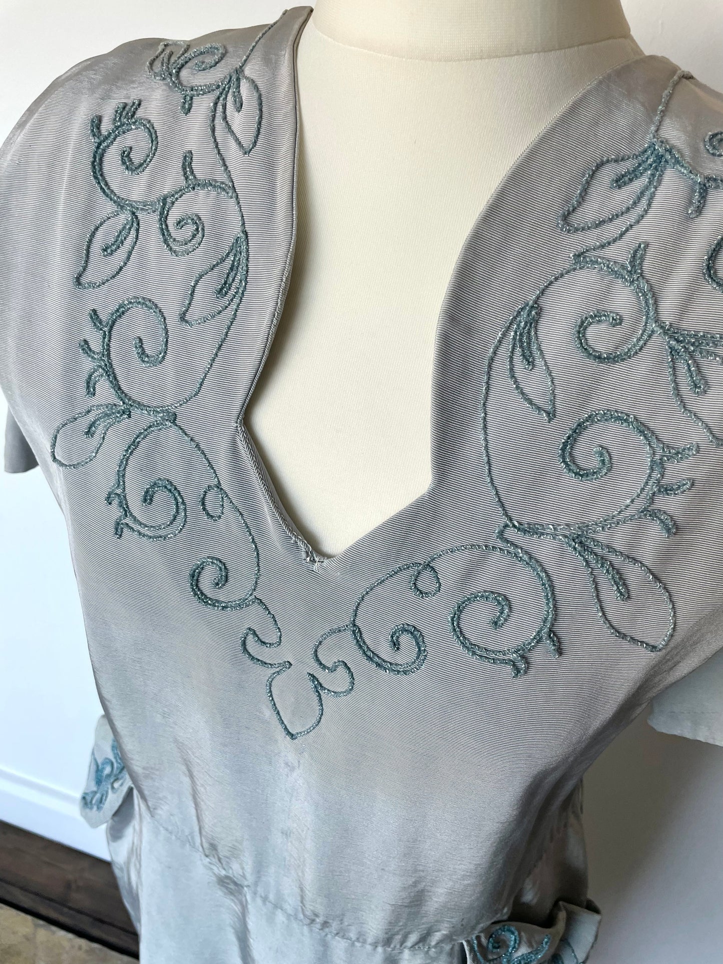 Vintage Handmade Pastel Blue Beaded Evening Dress