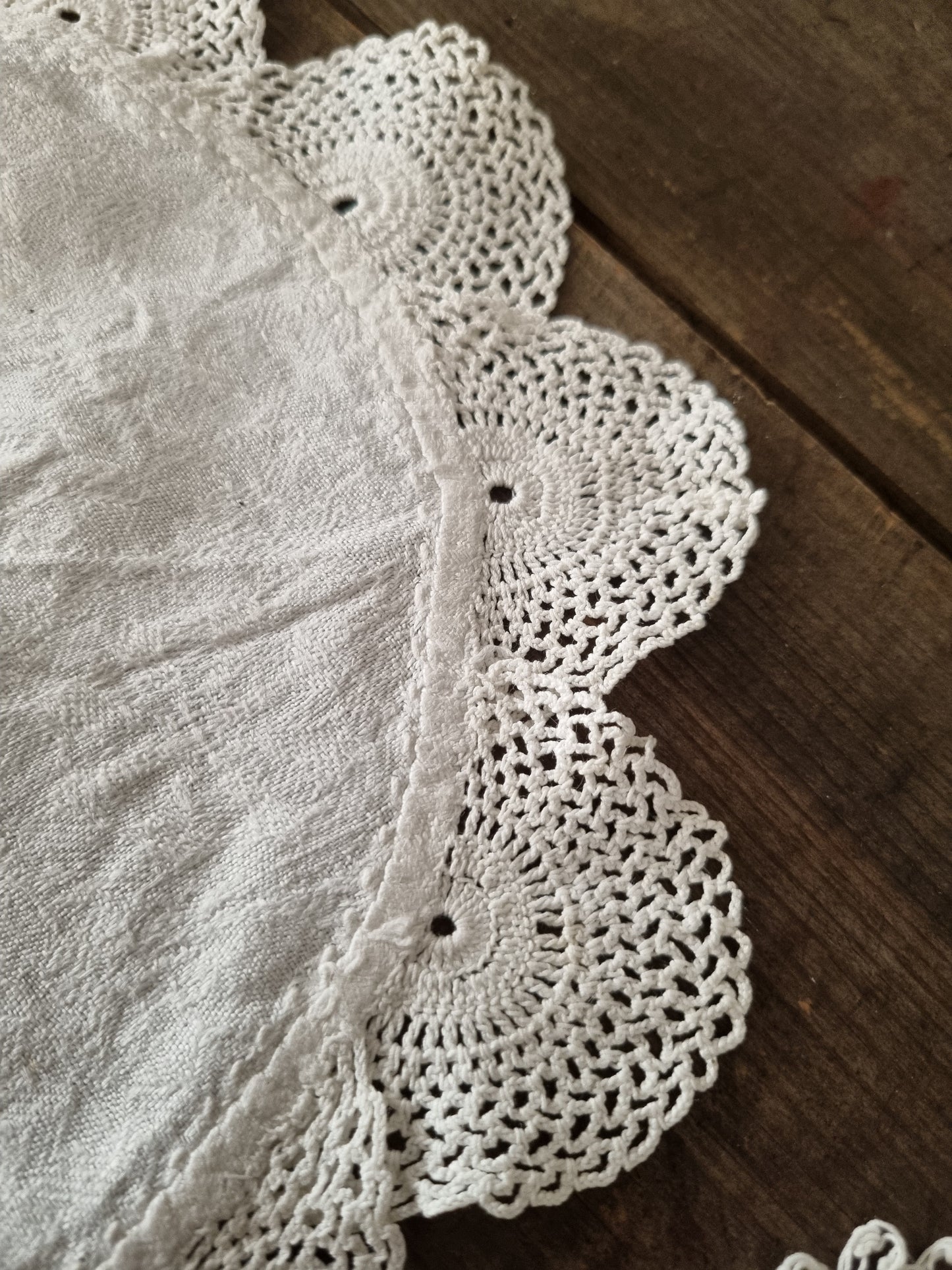 2 Vintage Cream Round Doilies for Homeware Styling Cottagecore