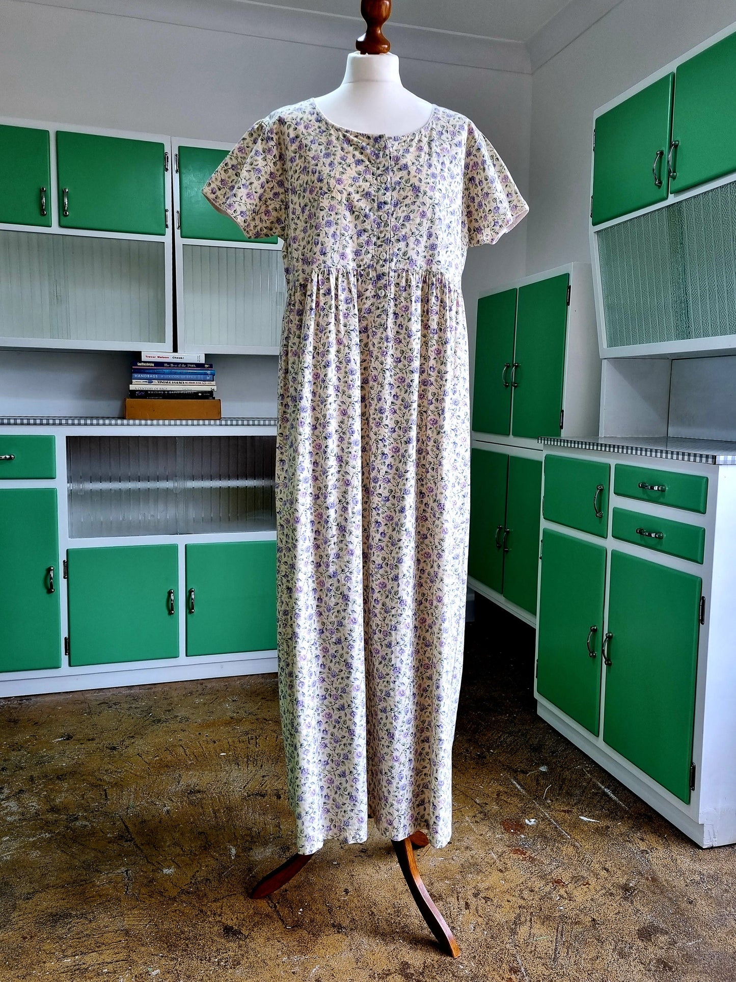 Nightingales Limited Vintage Floral Ditsy Cream Smock Dress UK 16