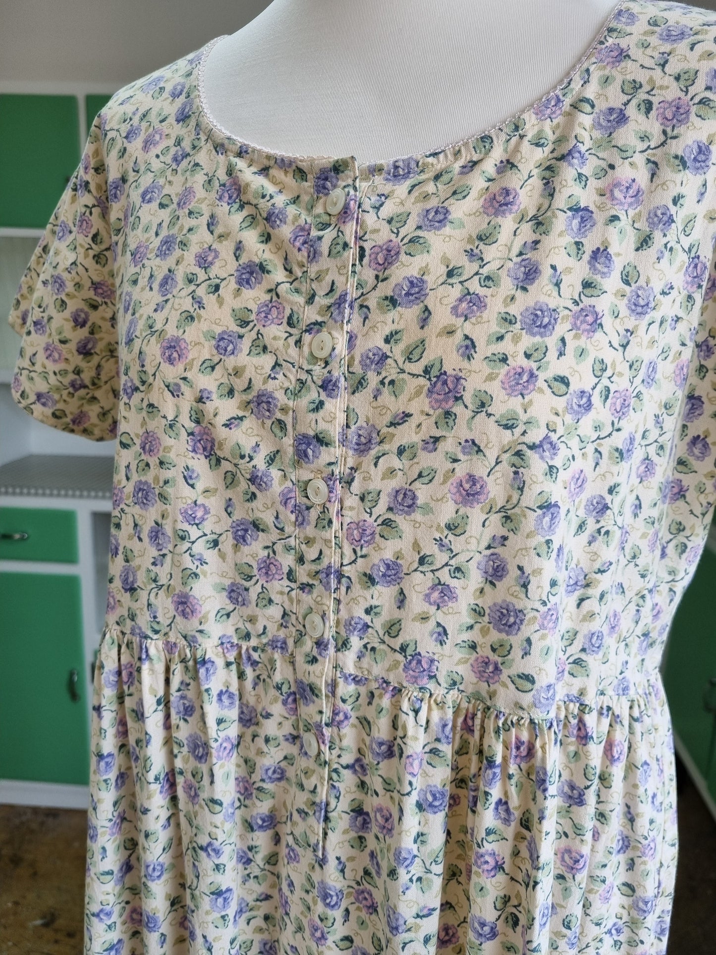 Nightingales Limited Vintage Floral Ditsy Cream Smock Dress UK 16