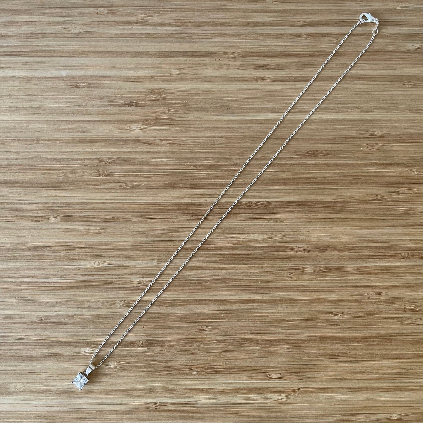 Necklace Vintage Sterling Silver 925 Cubic Zirconia Drop Pendant