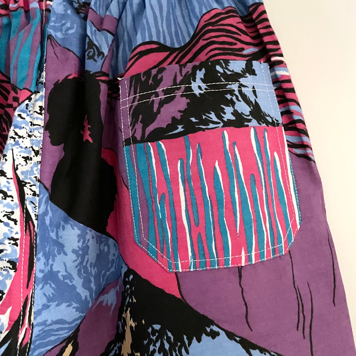 Vintage Live Stage Blue and Pink Abstract Beach Shorts for Summer Fun