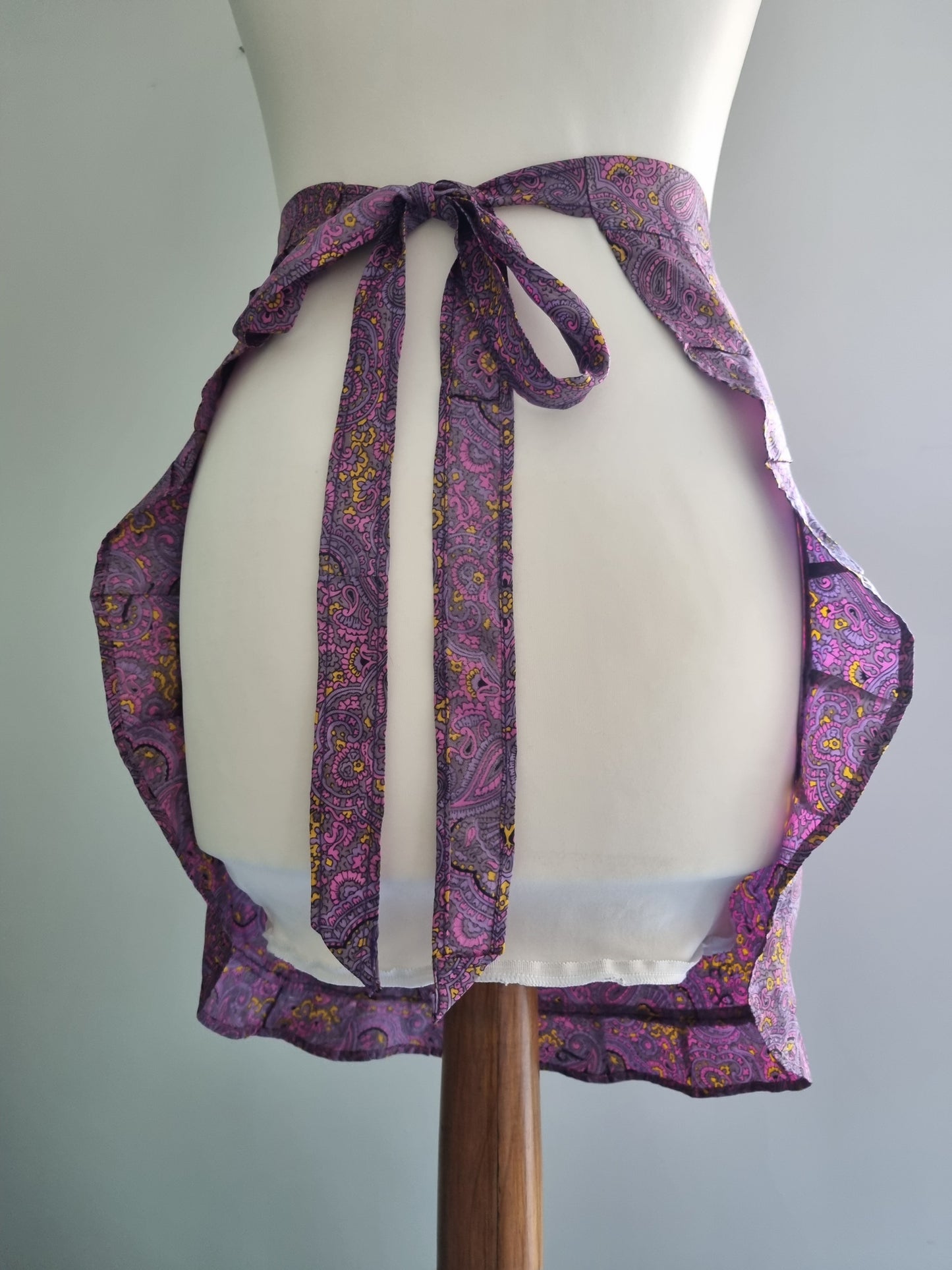 Paisley Half Apron Vintage Handmade Purple Charm for Cooking
