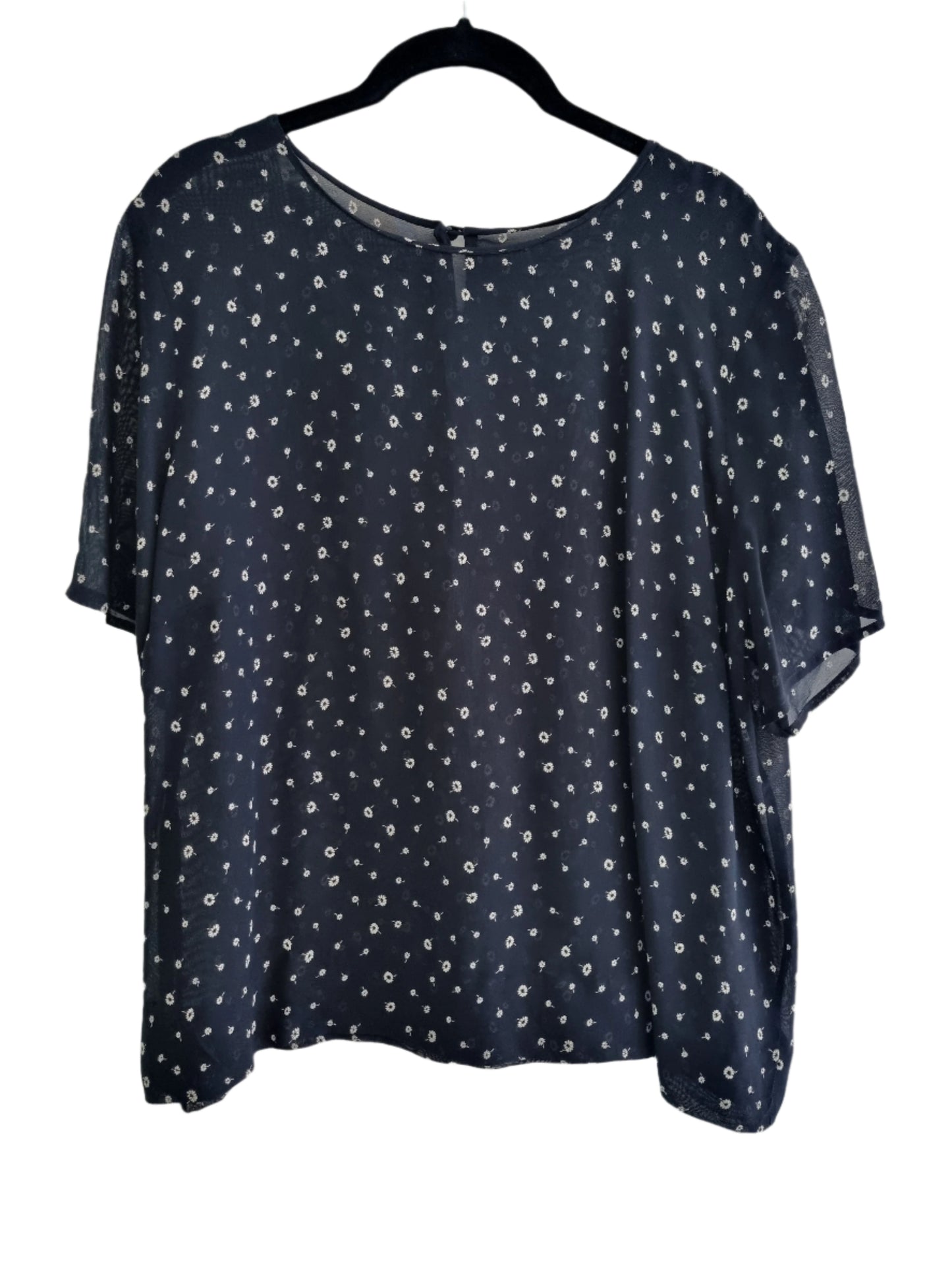Sheer Navy Ditsy Blouse (UK18) for Effortless Style