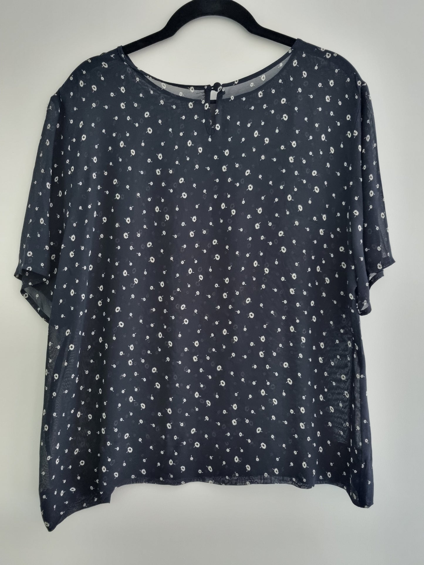 Sheer Navy Ditsy Blouse (UK18)