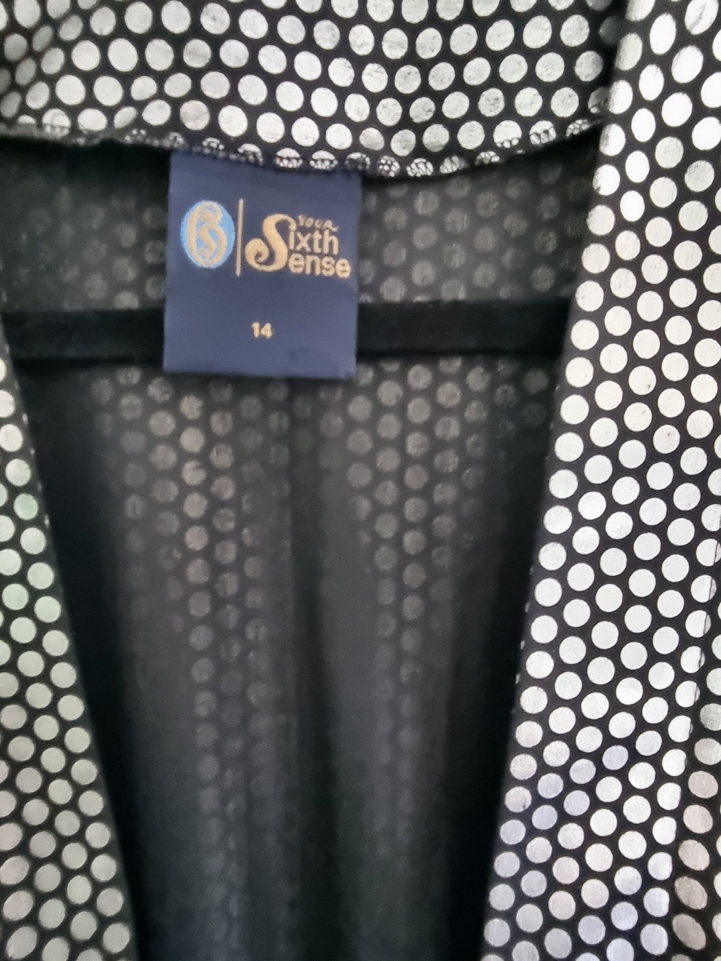 Your Sixth Sense Silver Batwing Polka Dot Top (UK14)