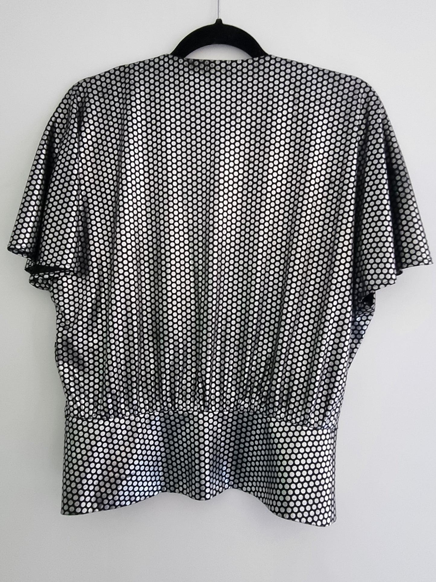 Your Sixth Sense Silver Batwing Polka Dot Top (UK14)