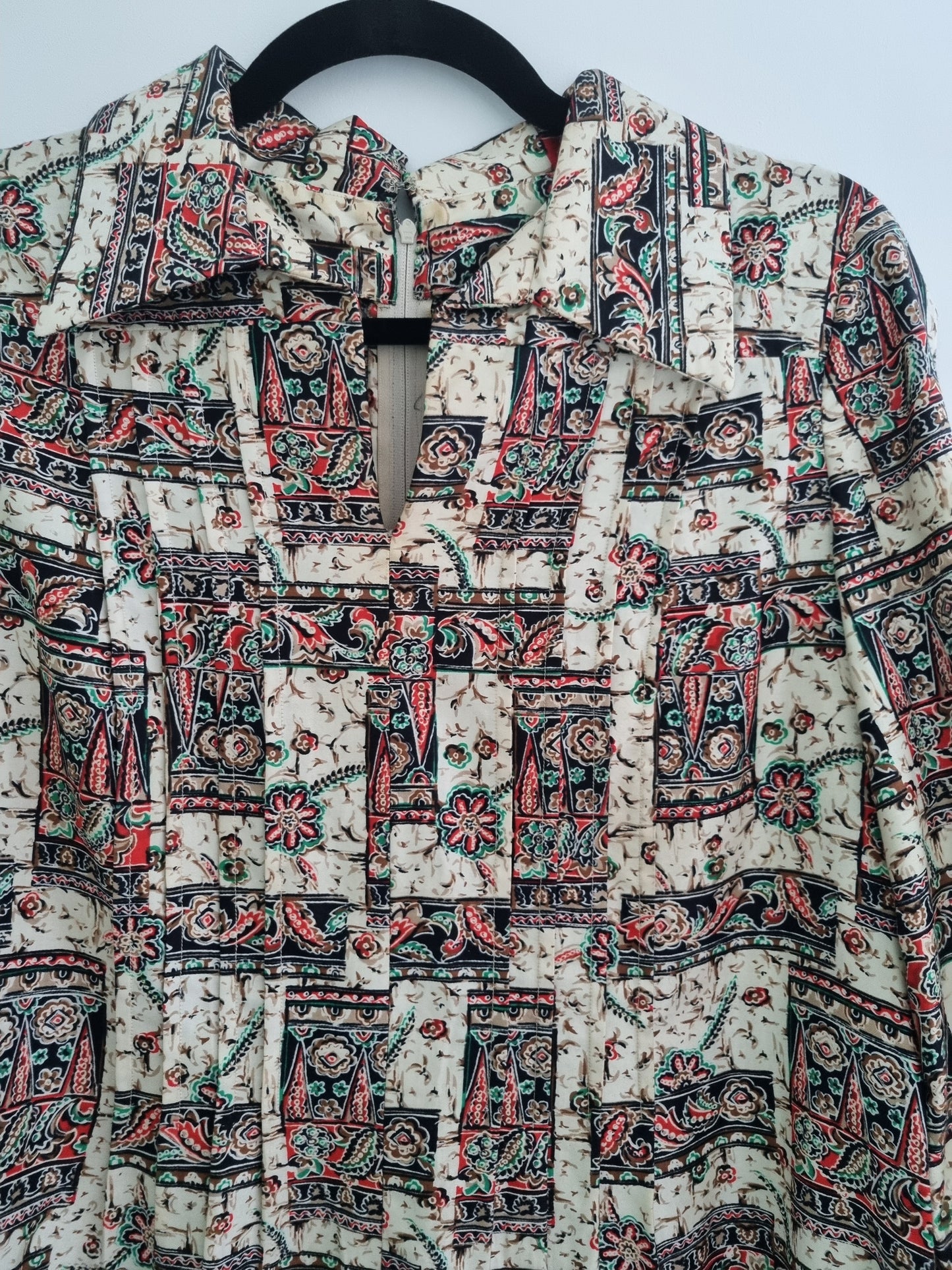 Patterned Shirt Dress (UK1618) in Cream and Black Floral Design