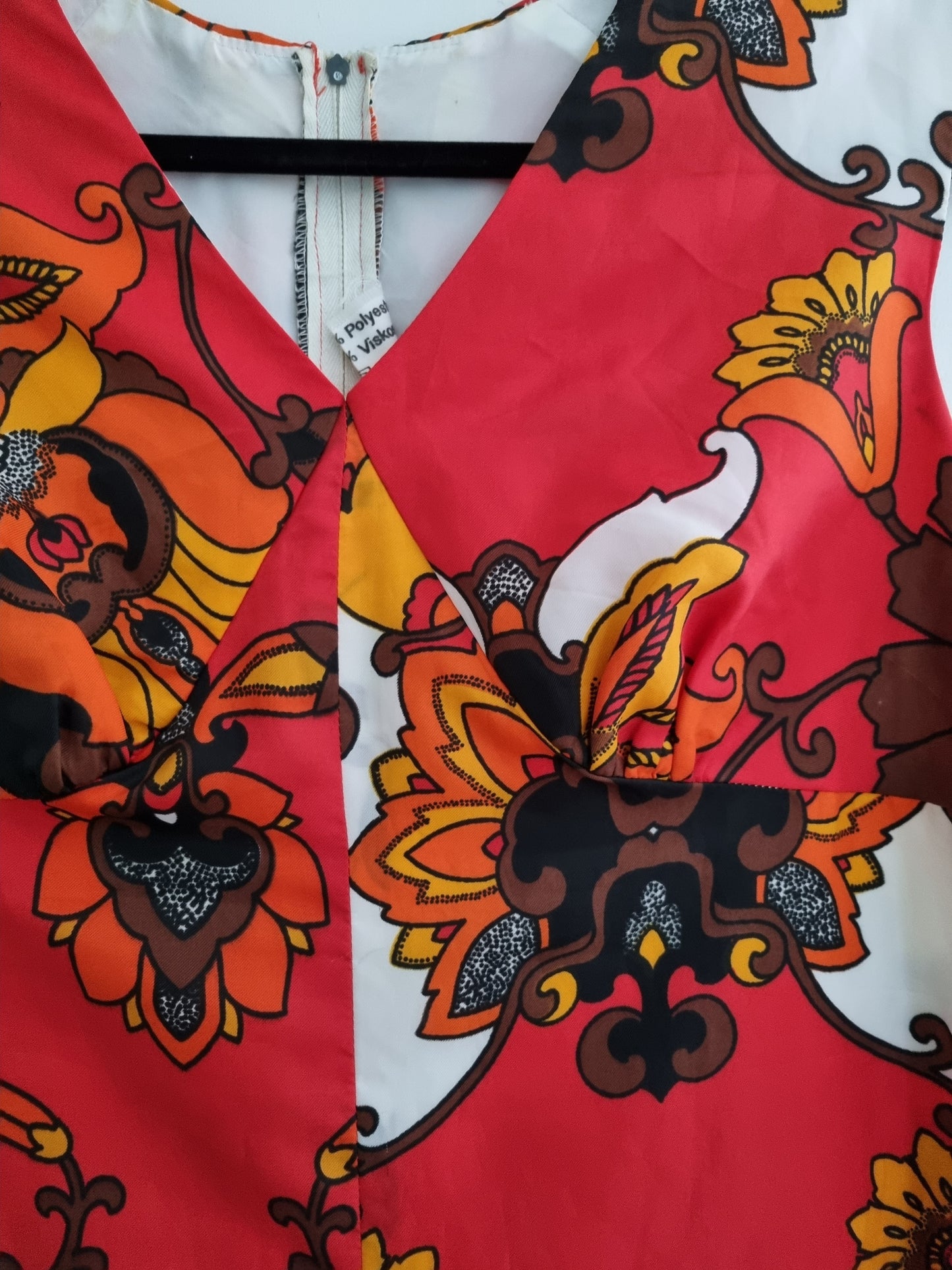 Vintage Orange and White 70s A-Line Shift Dress in UK14 Size